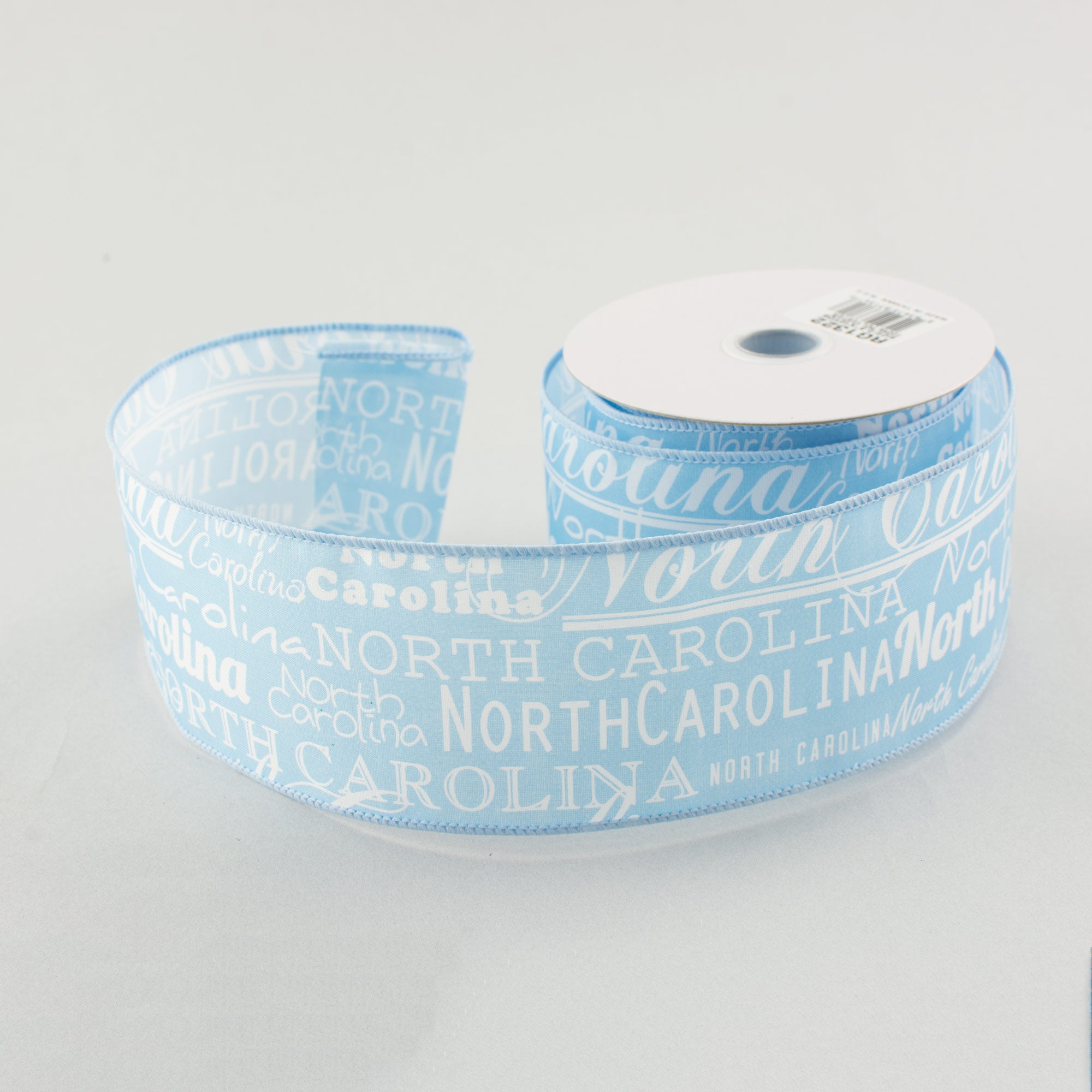 2.5" Light Blue North Carolina Satin Ribbon (10 Yards) detail photo 3