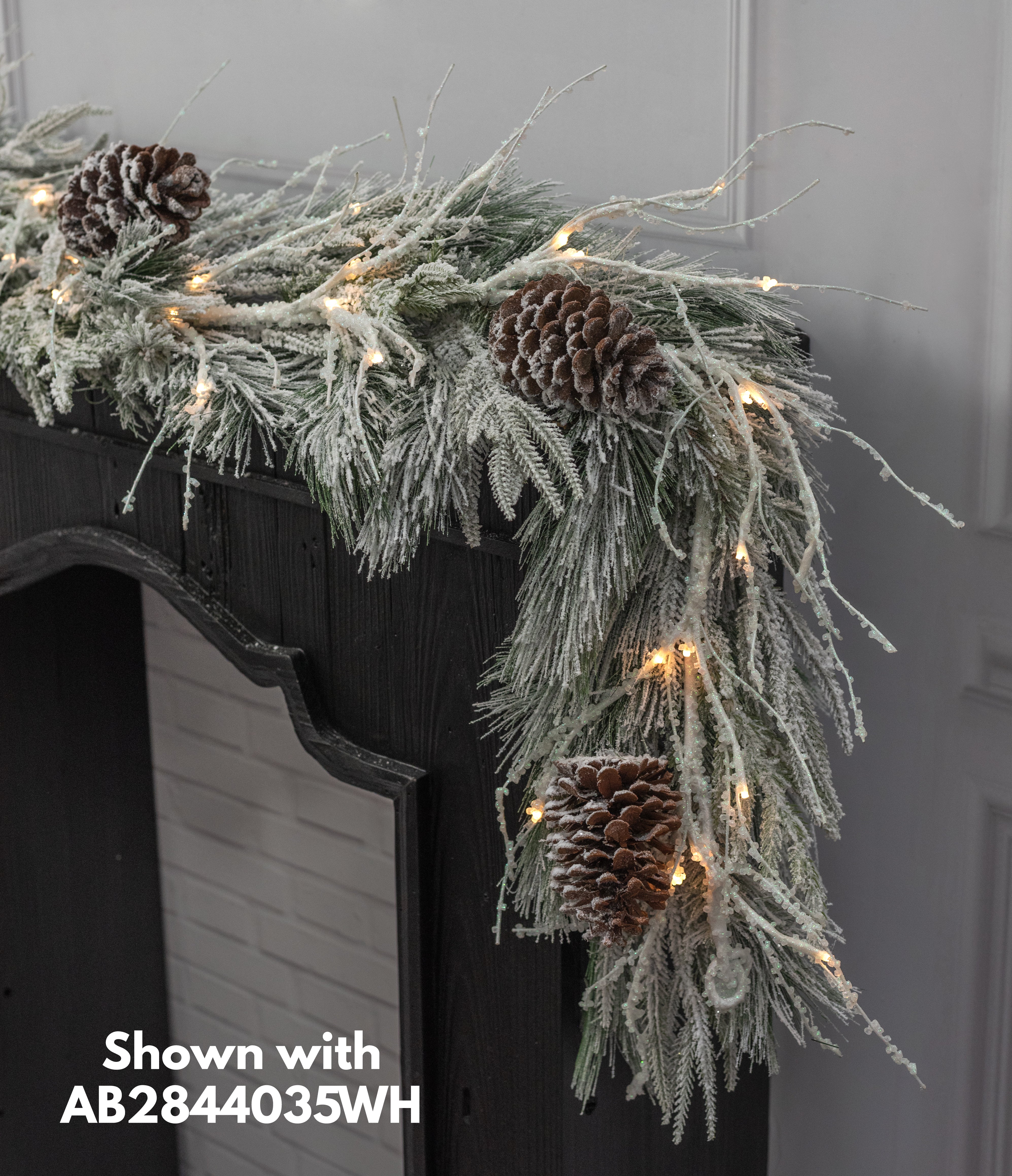 6' Lighted White Iced Branches Garland (48 LEDs) detail photo 7
