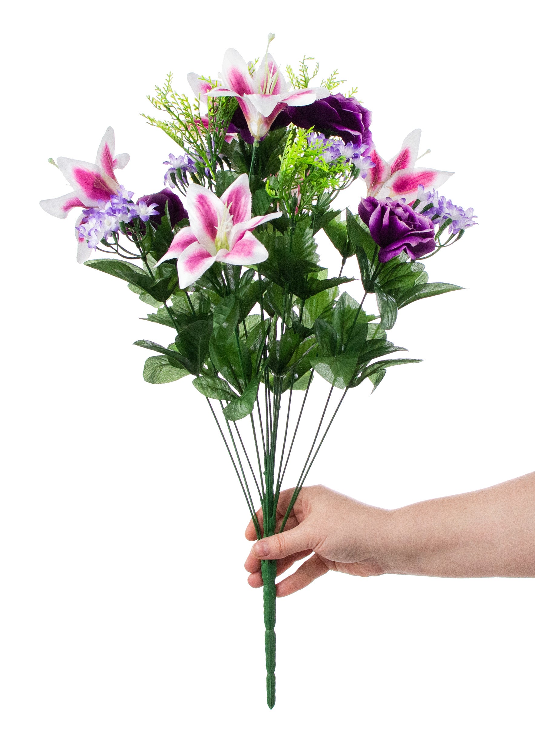 22" Lily Hydrangea Rose Bush: Purple (18 Stem) detail photo 3