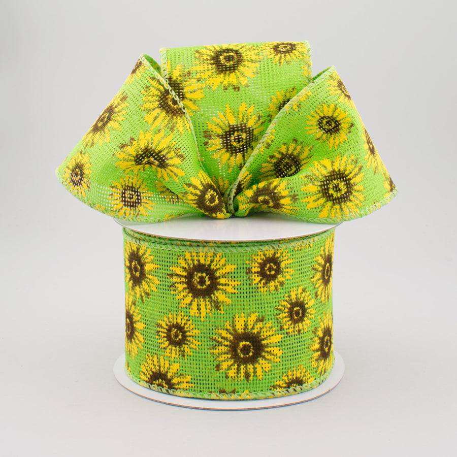 2.5" Lime Green Faux Burlap Sunflower Ribbon (10 Yards) Lifestyle Photo