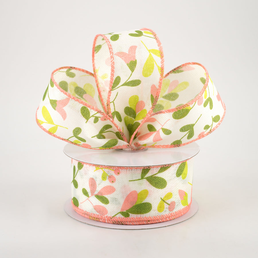 1.5" Linen Buds & Berries Ribbon: Coral on White (10 Yards) Lifestyle Photo