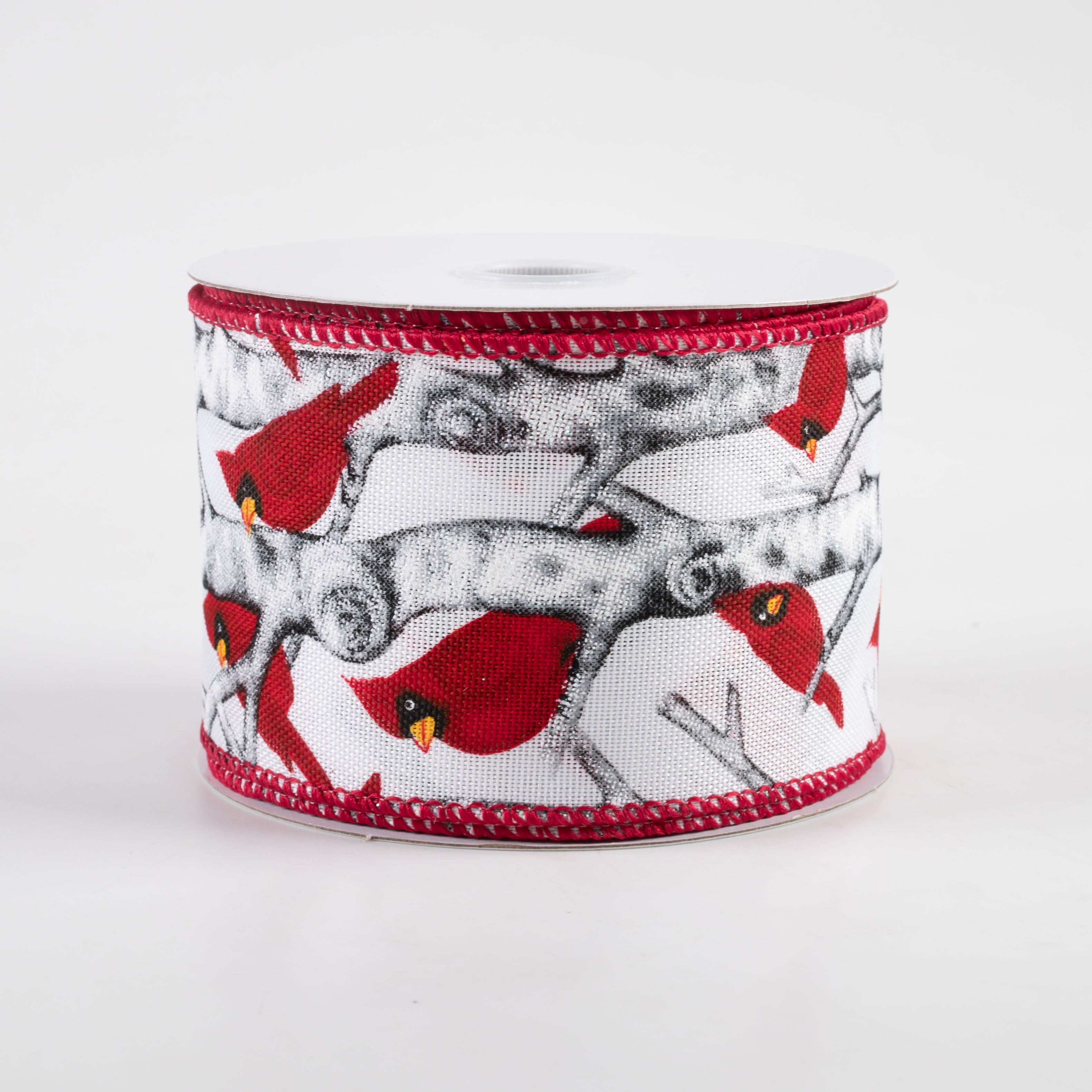 2.5" Linen Cardinal on Birch Ribbon: White (10 Yards)