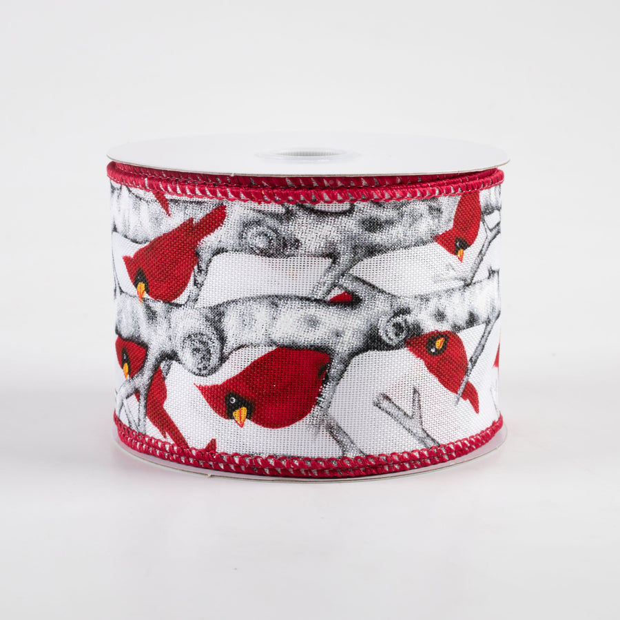 2.5" Linen Cardinal on Birch Ribbon: White (10 Yards)
