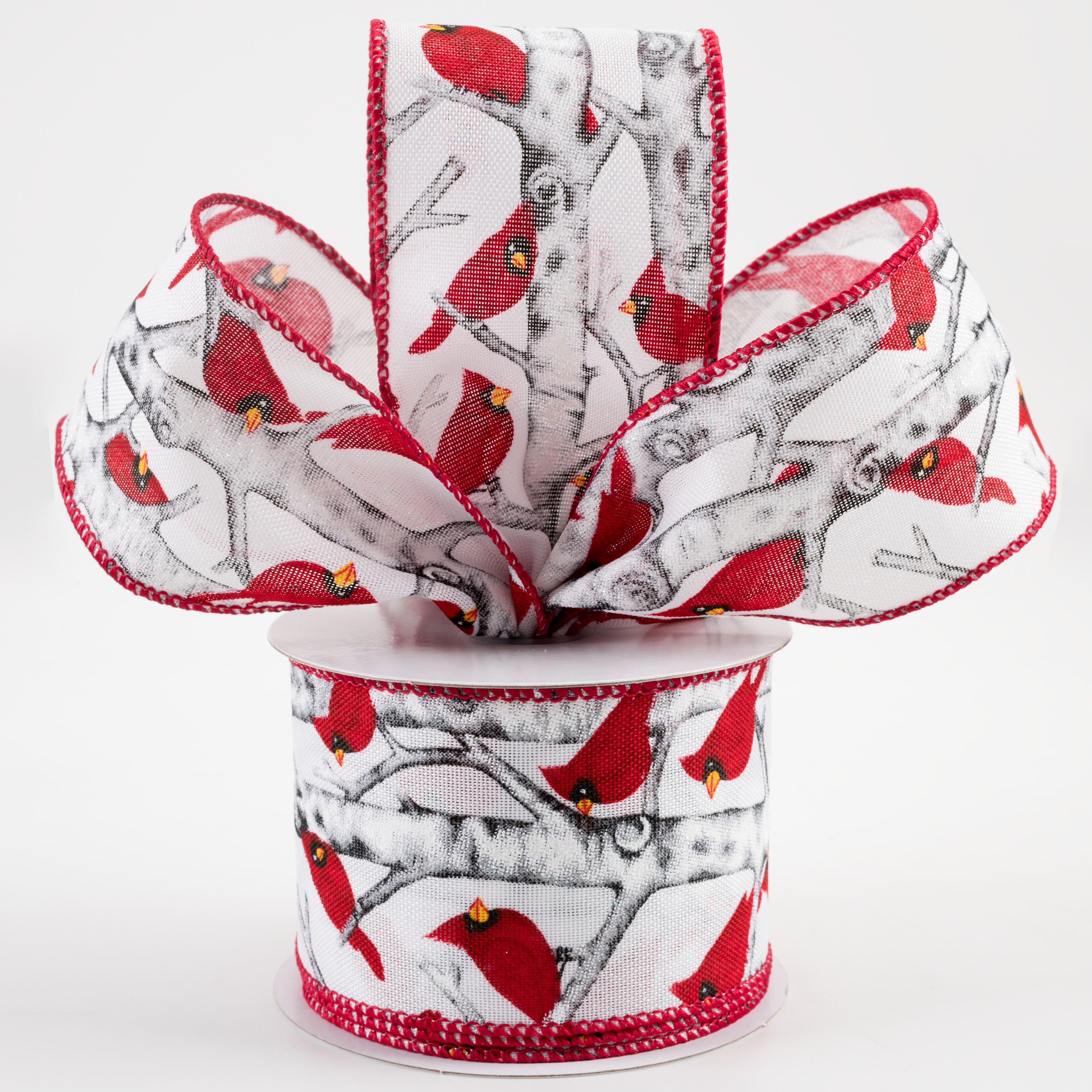 2.5" Linen Cardinal on Birch Ribbon: White (10 Yards) Lifestyle Photo