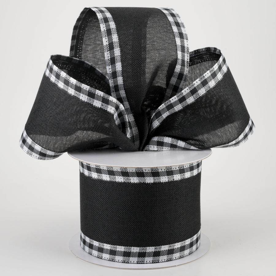 2.5" Linen Center & Gingham Edge Ribbon: Black (10 Yards) Lifestyle Photo