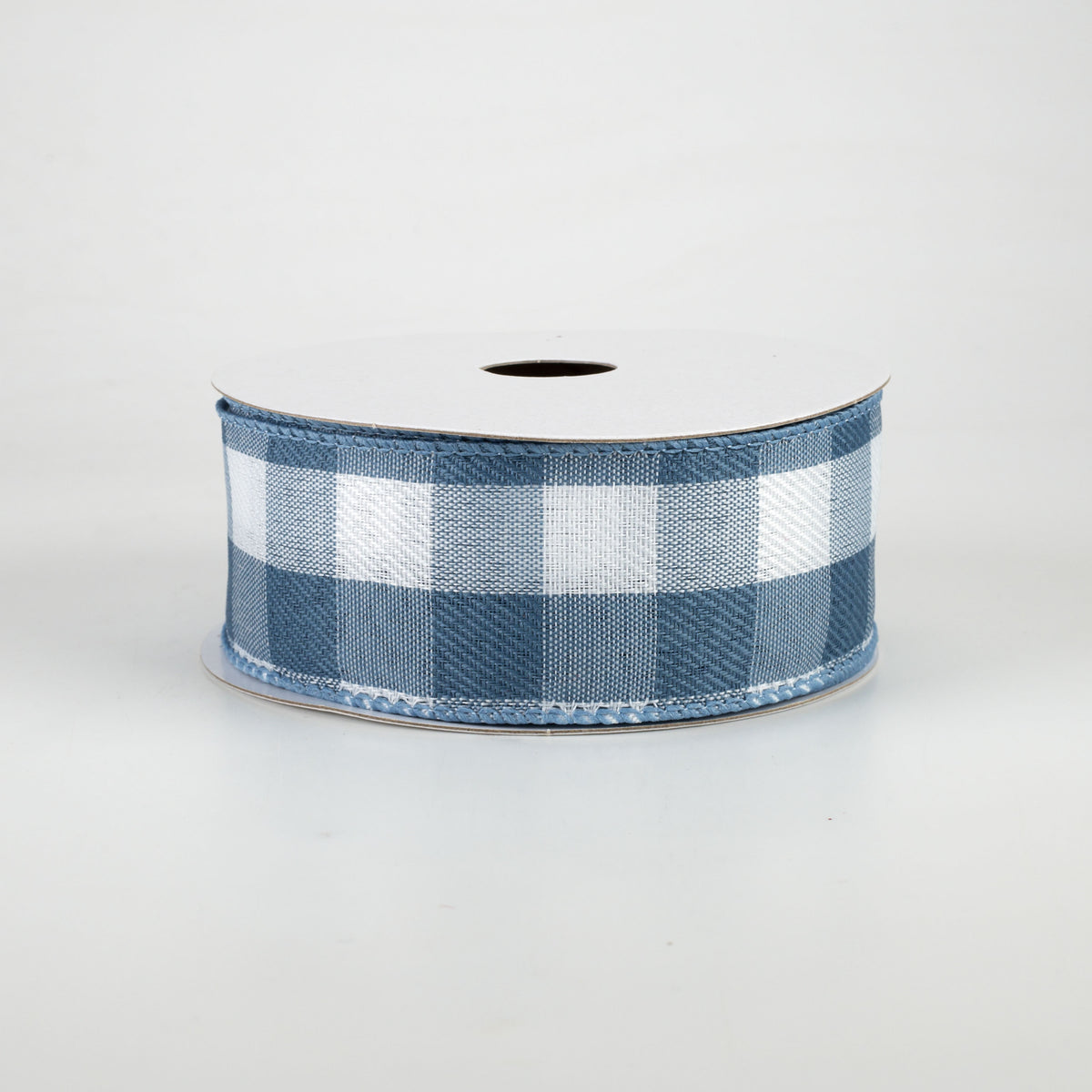 1.5" Linen Check Buffalo Plaid Ribbon: Cornflower Blue & White (10 Yards) Item Number: 72021-09-05
