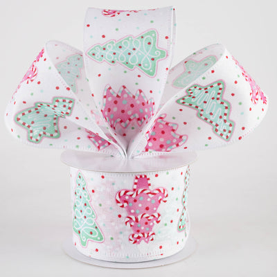 2.5" Linen Christmas Sprinkle Cookies Ribbon: Mint & Pink on White (10 Yards) Lifestyle Photo