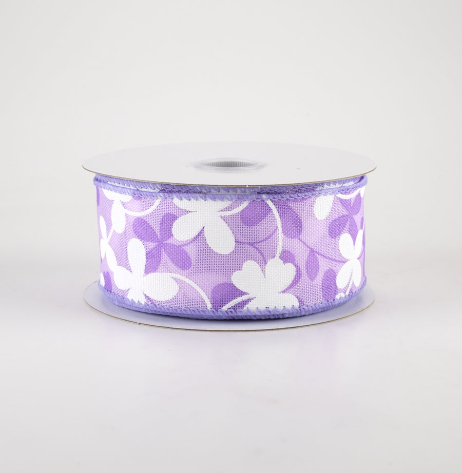 1.5" Linen Clover Flowers Ribbon: Lavender (10 Yards) Item Number: 41220-09-30