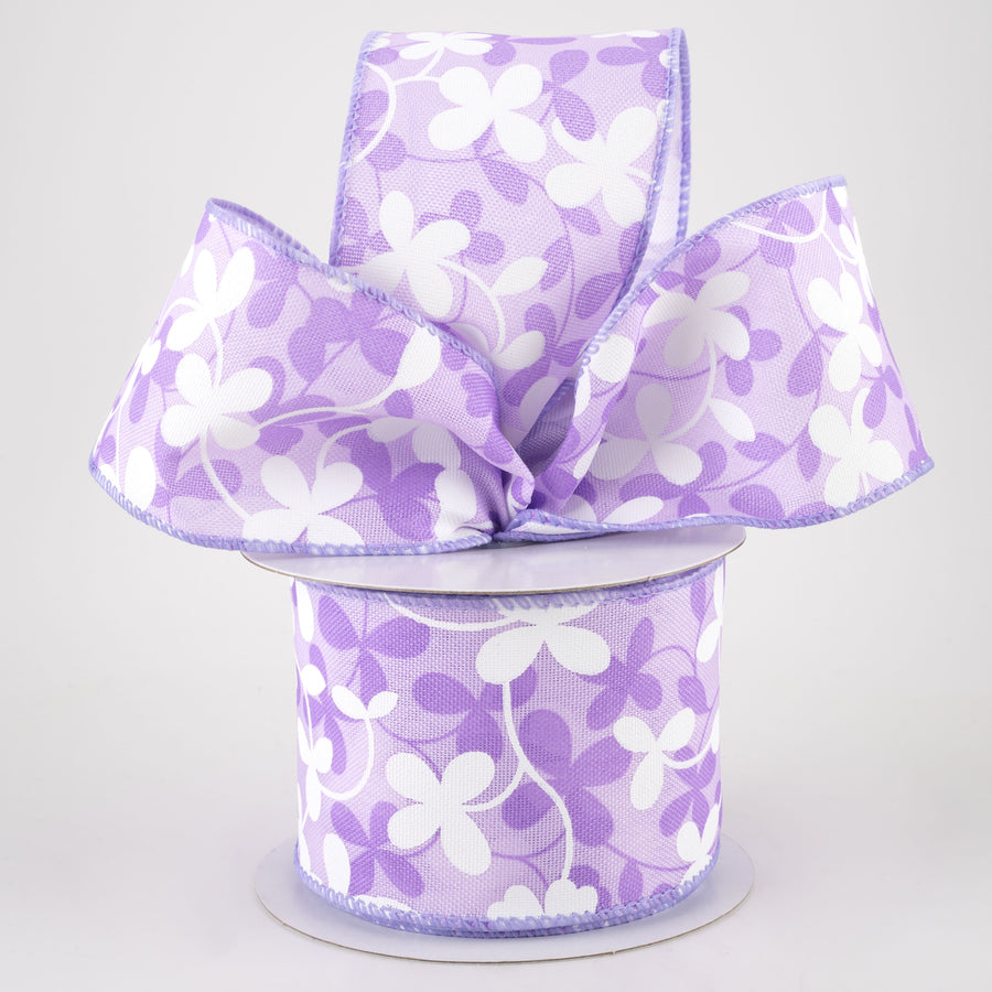 2.5" Linen Clover Flowers Ribbon: Lavender (10 Yards) Lifestyle Photo