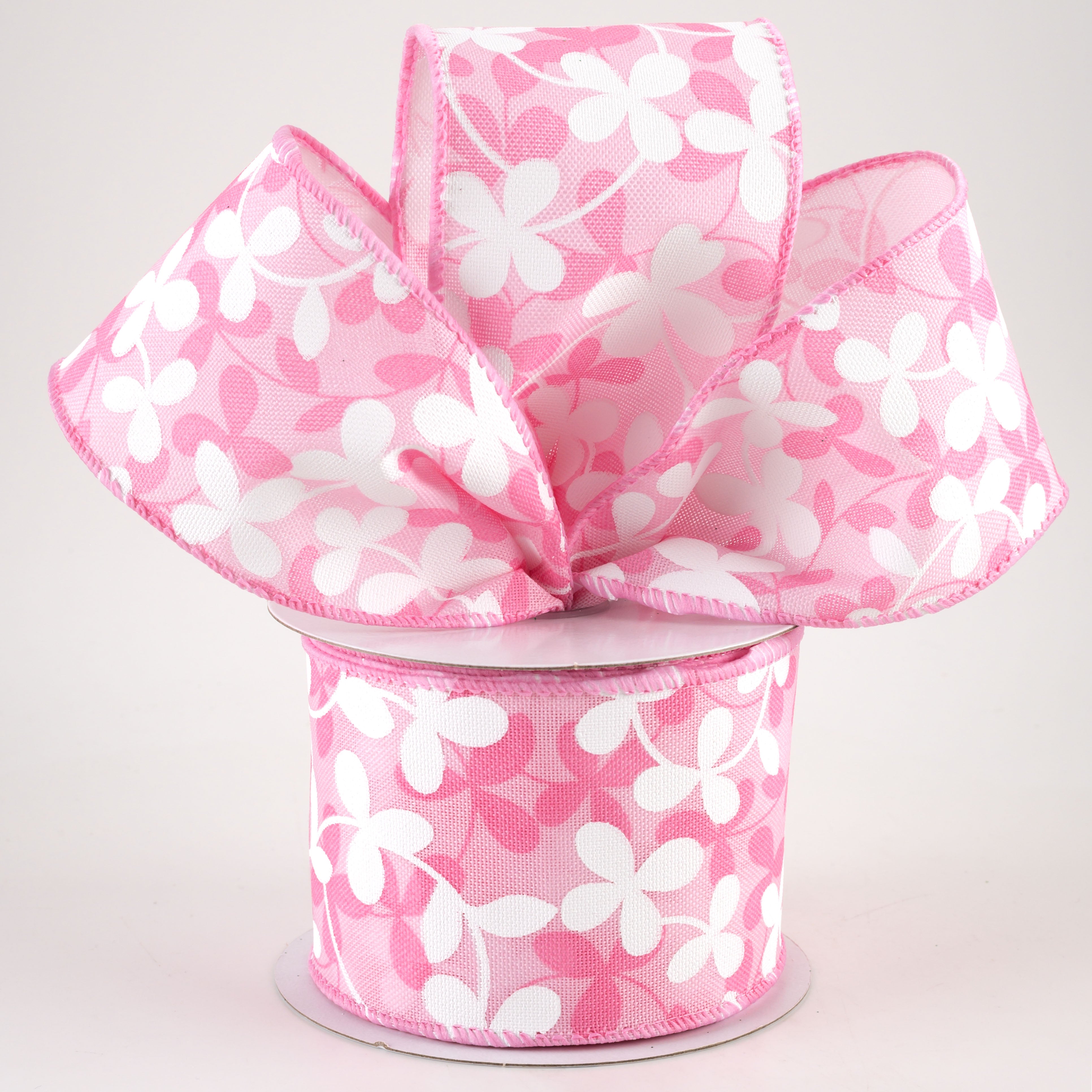 2.5" Linen Clover Flowers Ribbon: Pink (10 Yards) Lifestyle Photo