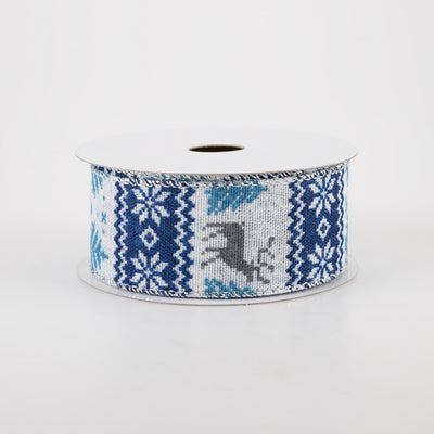 1.5" Linen Cold Sweater Ribbon: Blue (10 Yards) Item Number: 72118-09-01