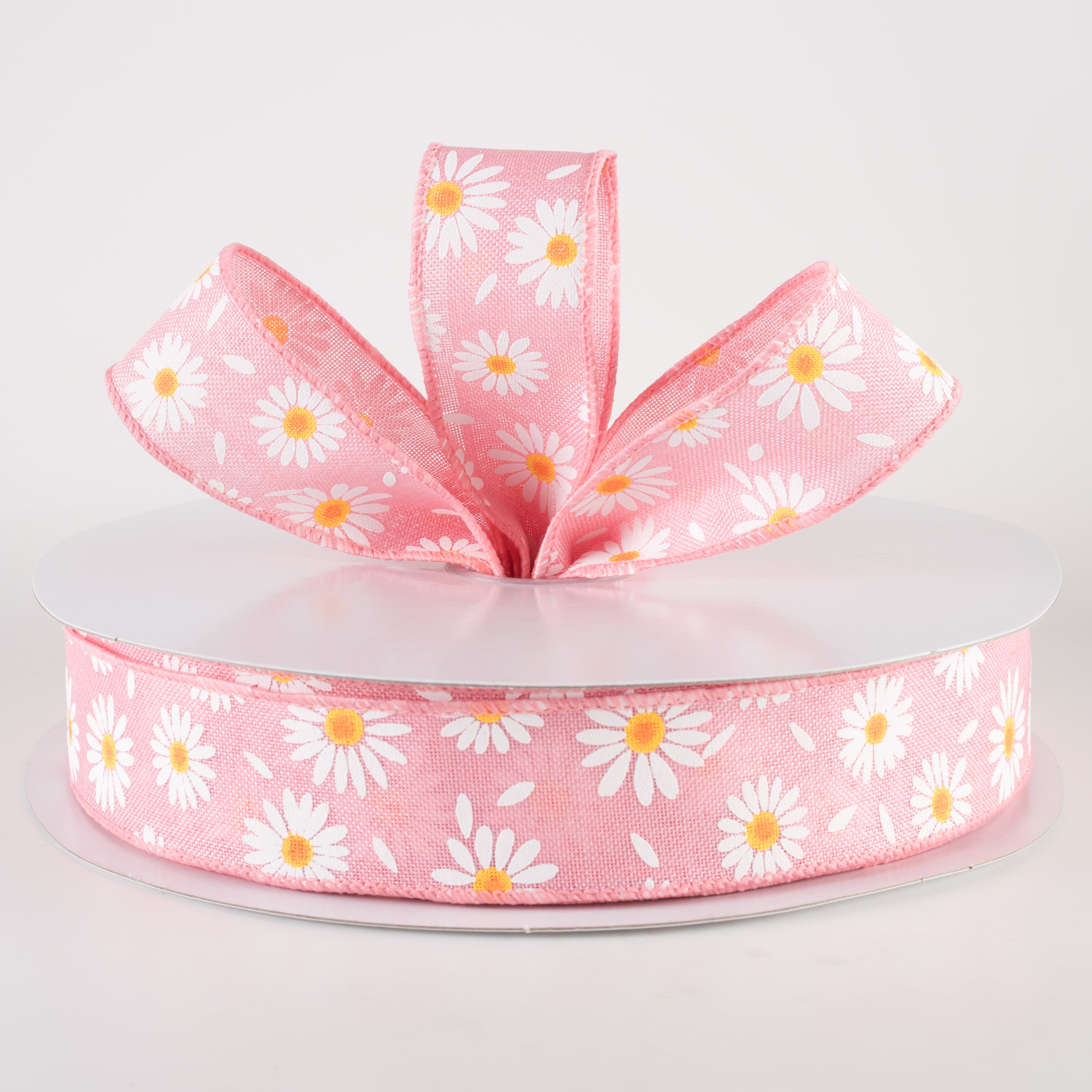1.5" Linen Daisies & Petals Ribbon: Pink (50 Yards) Lifestyle Photo