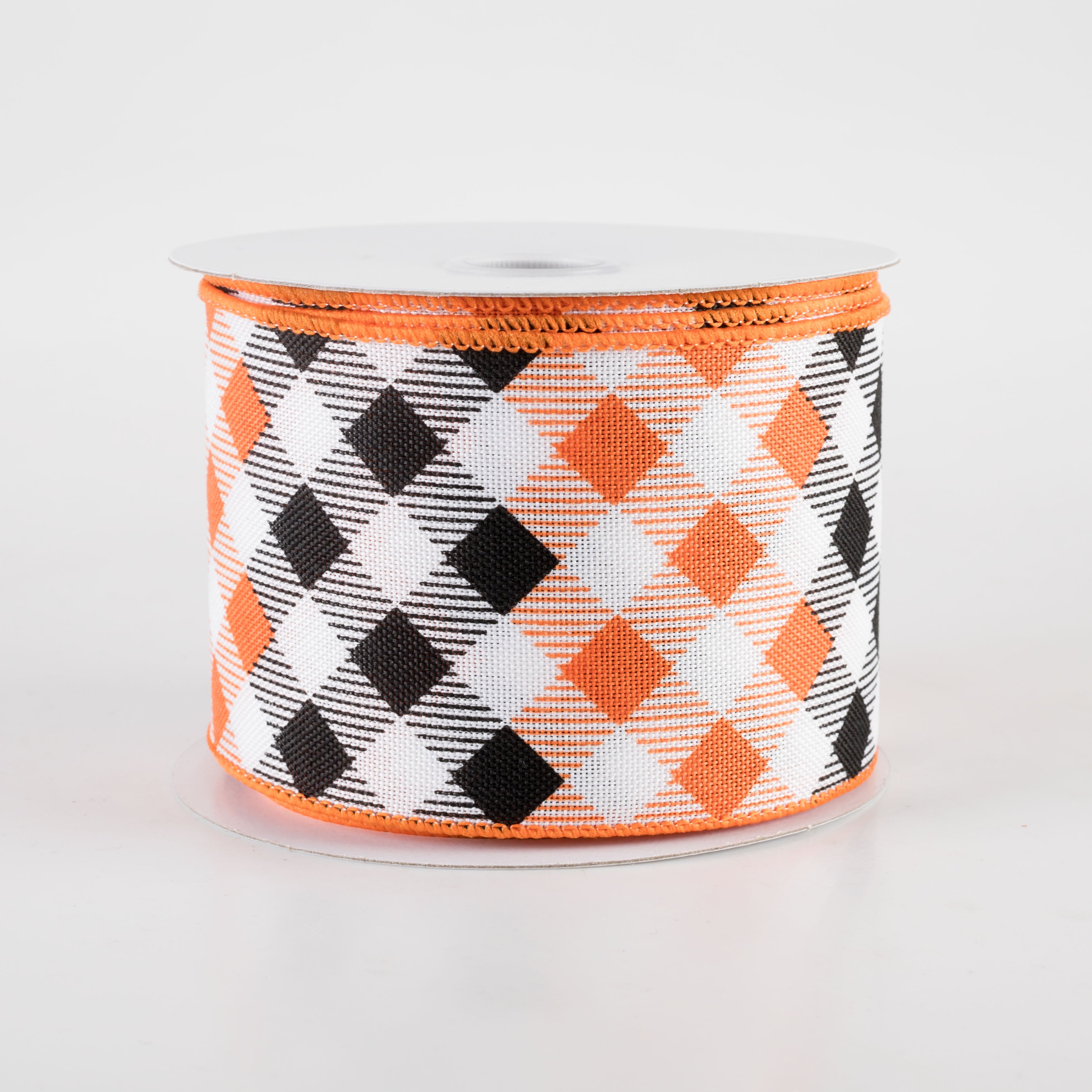 2.5" Linen Diamond Ombré Check Ribbon: Orange & Black (10 Yards) Item Number: 51405-40-31