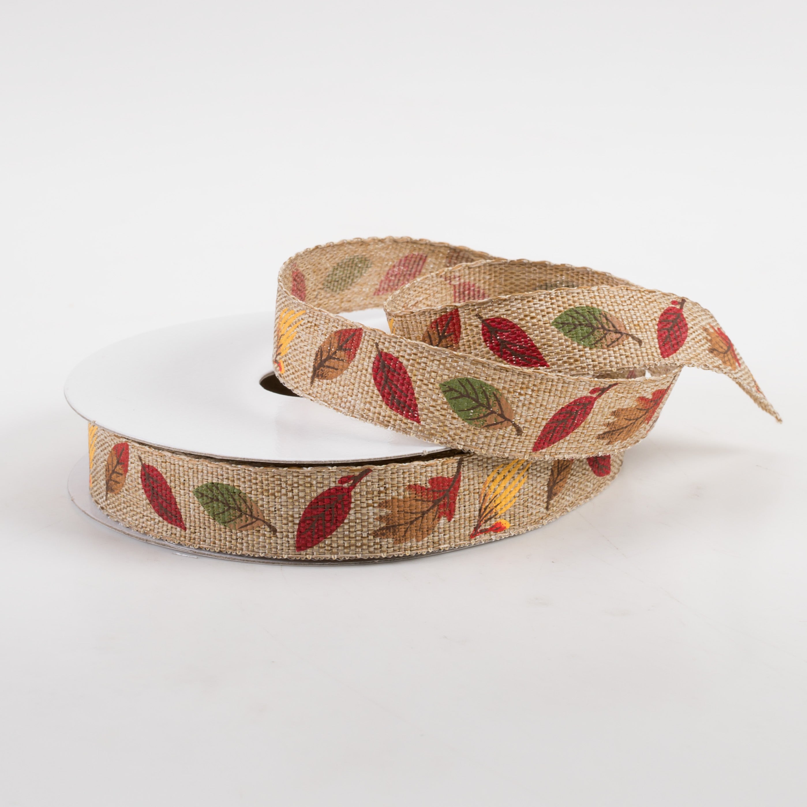 5/8" Linen Fall Leaves Ribbon: Natural (10 Yards) Lifestyle Photo
