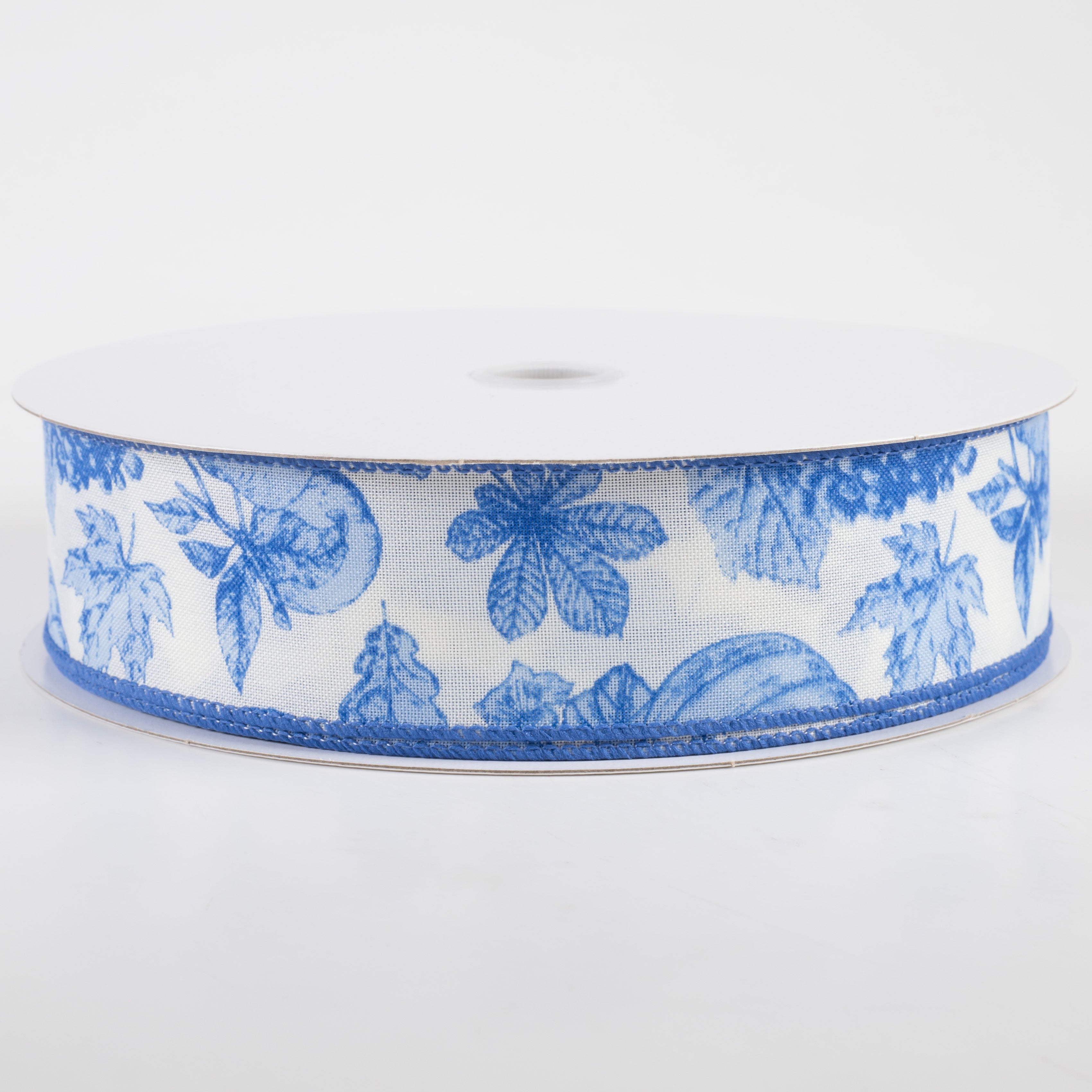 1.5" Linen Fall Toile Ribbon: Blue on Cream (50 Yards)