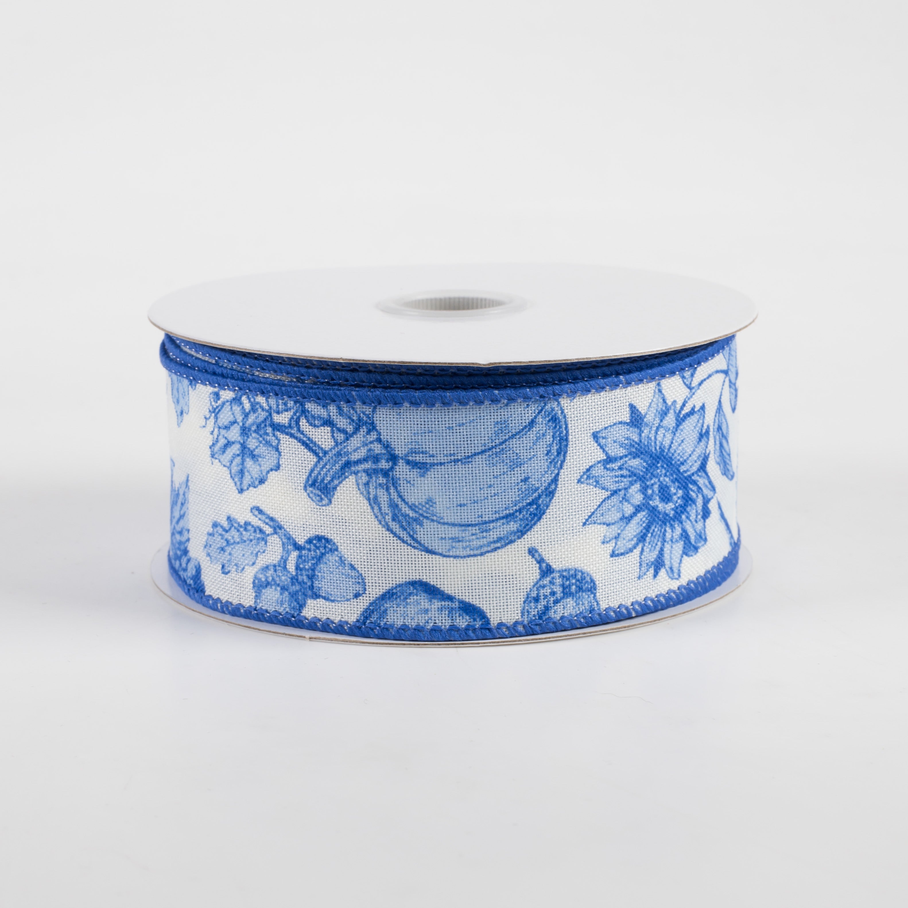 1.5" Linen Fall Toile Ribbon: Blue on Cream (10 Yards)
