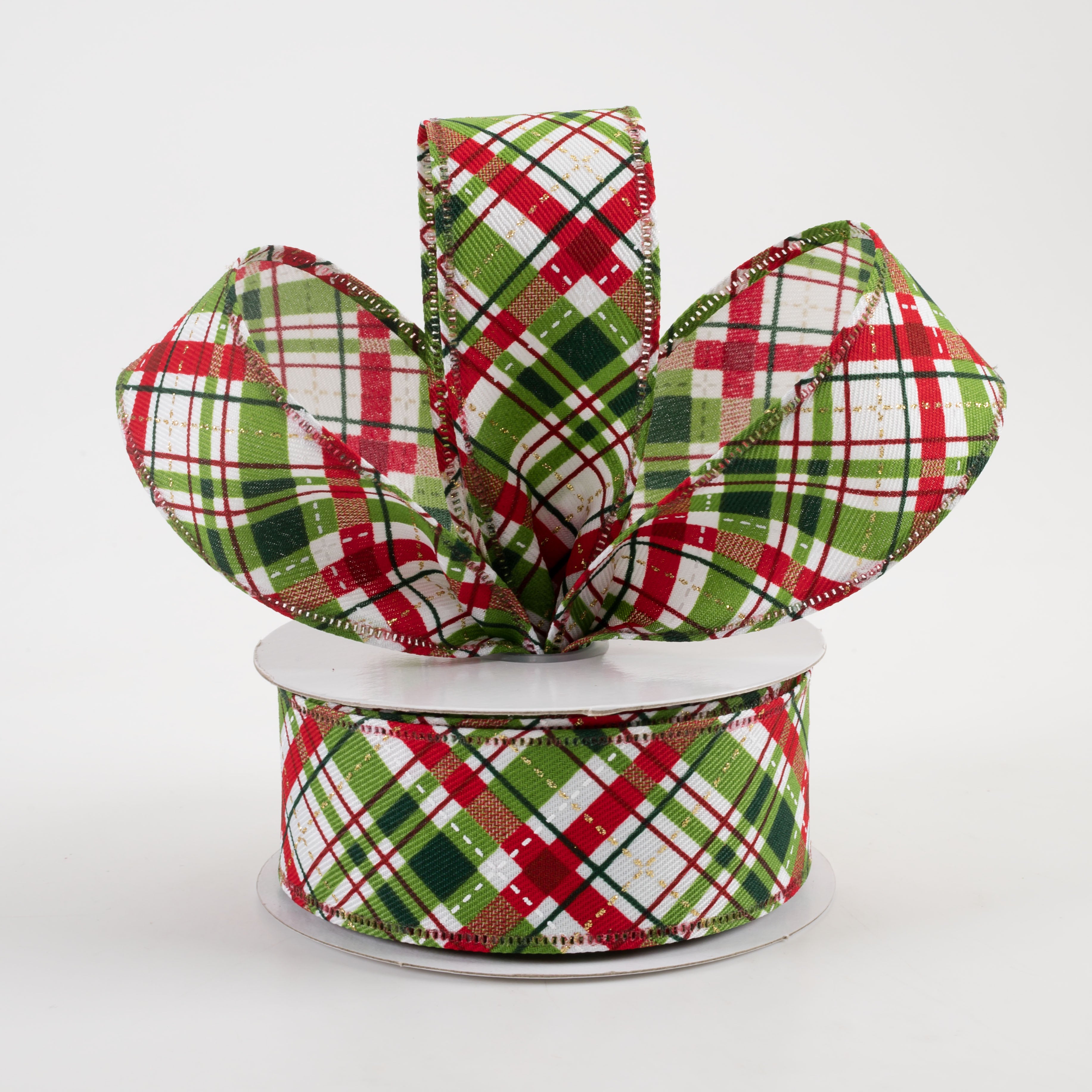 1.5" Linen Glitter Diagonal Plaid: Christmas (10 Yards) Lifestyle Photo