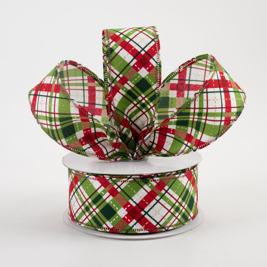 1.5" Linen Glitter Diagonal Plaid: Christmas (10 Yards) Lifestyle Photo