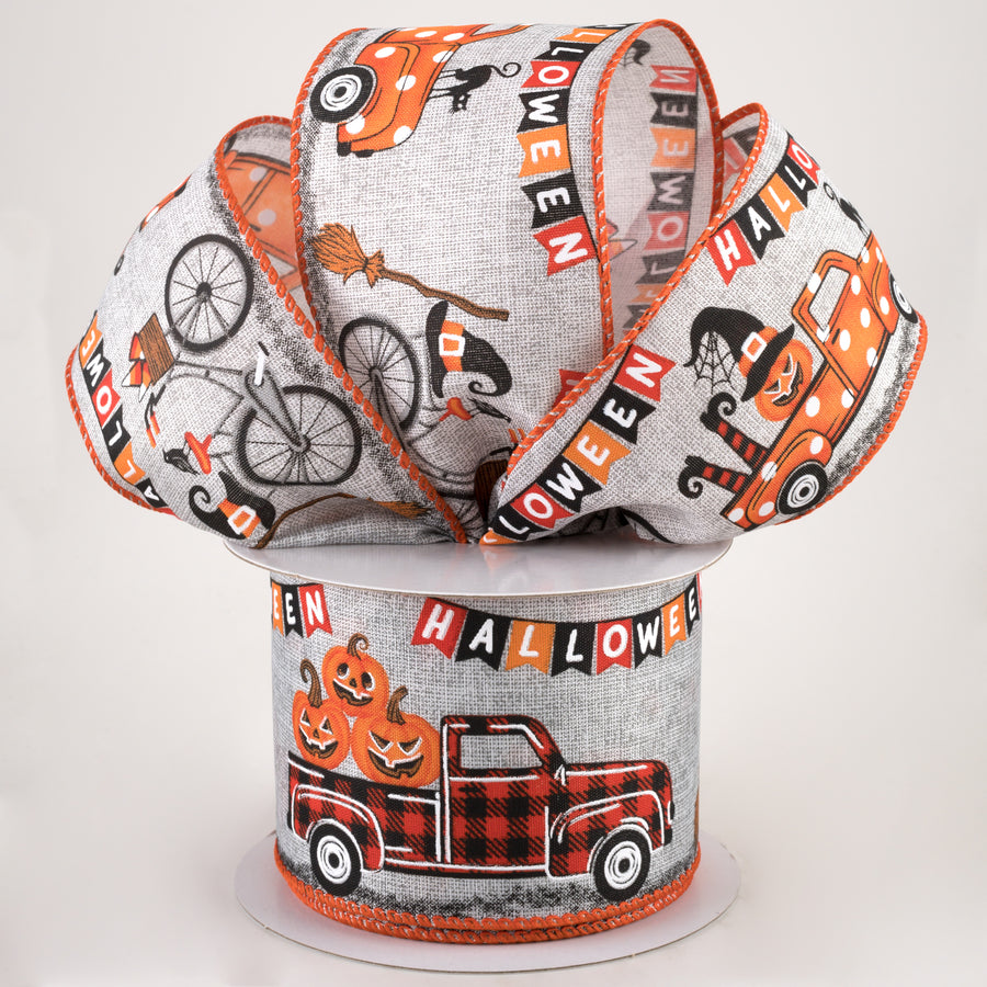 2.5" Linen Halloween Parade Ribbon: Grey (10 Yards) Lifestyle Photo