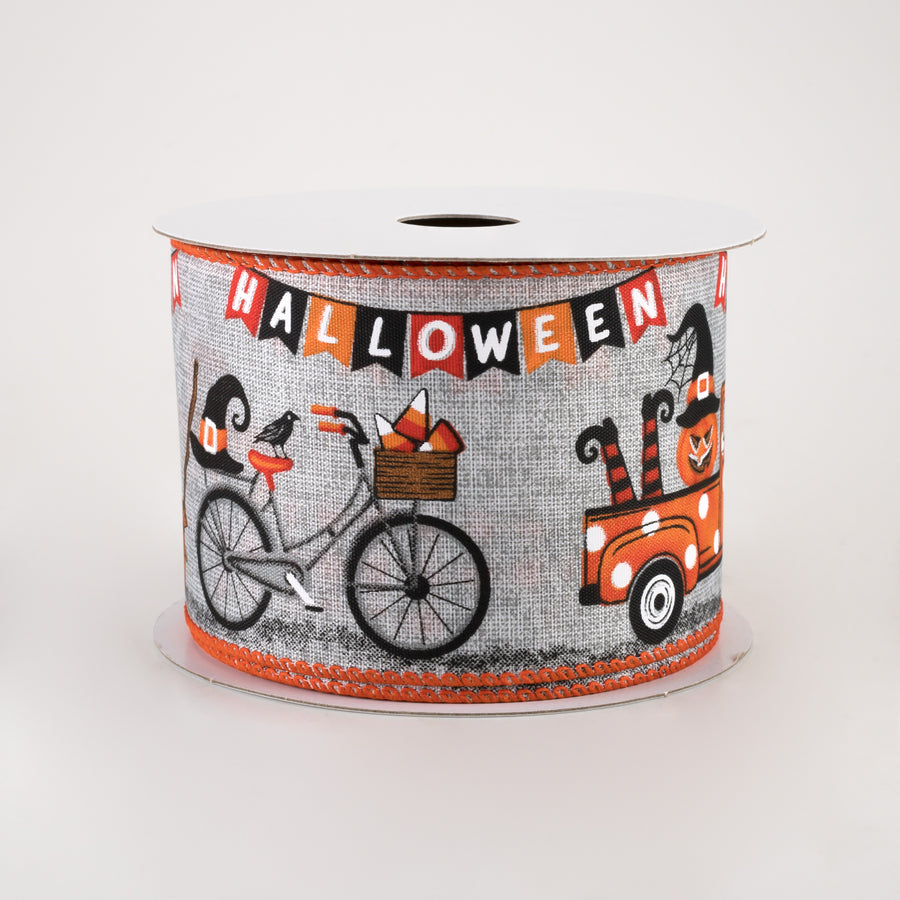 2.5" Linen Halloween Parade Ribbon: Grey (10 Yards)