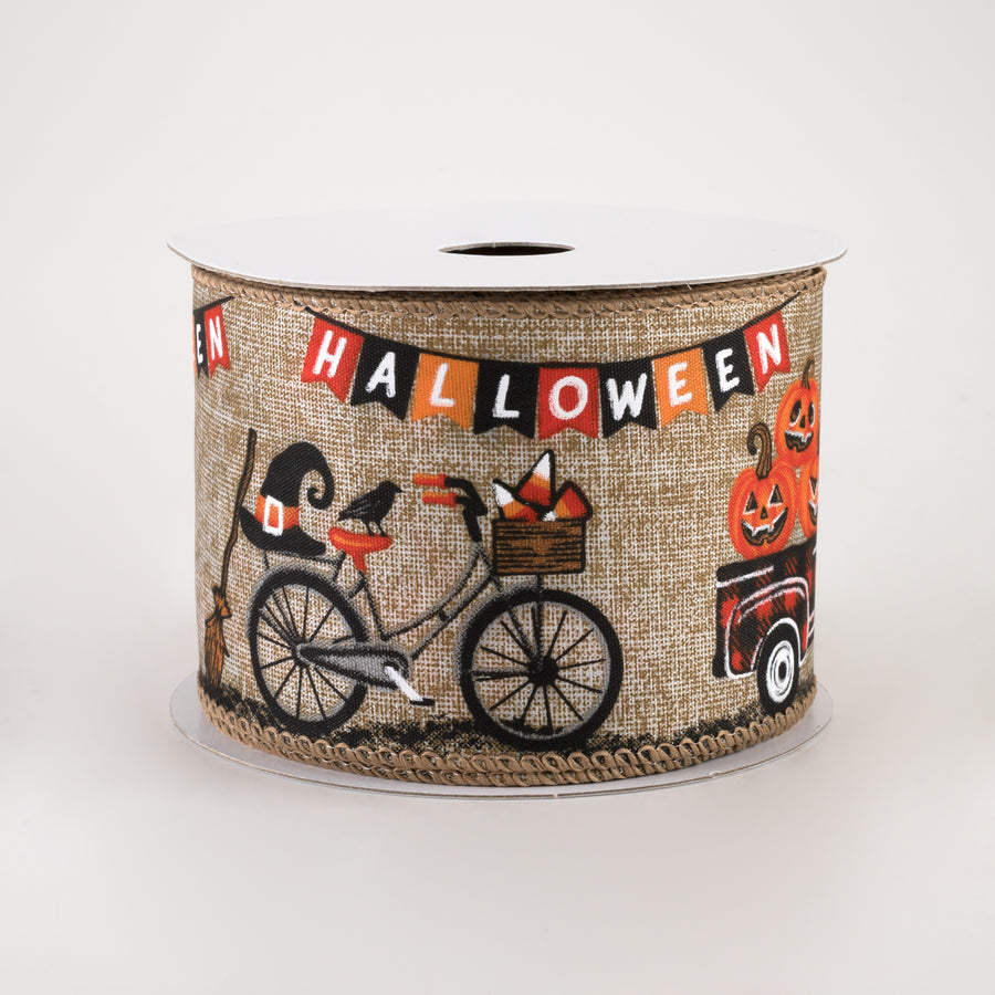 2.5" Linen Halloween Parade Ribbon: Natural (10 Yards)