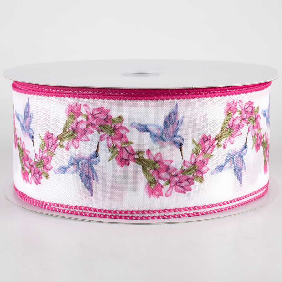 2.5" Linen Hummingbird Garland Ribbon (50 Yards) Item Number: 841-40-437