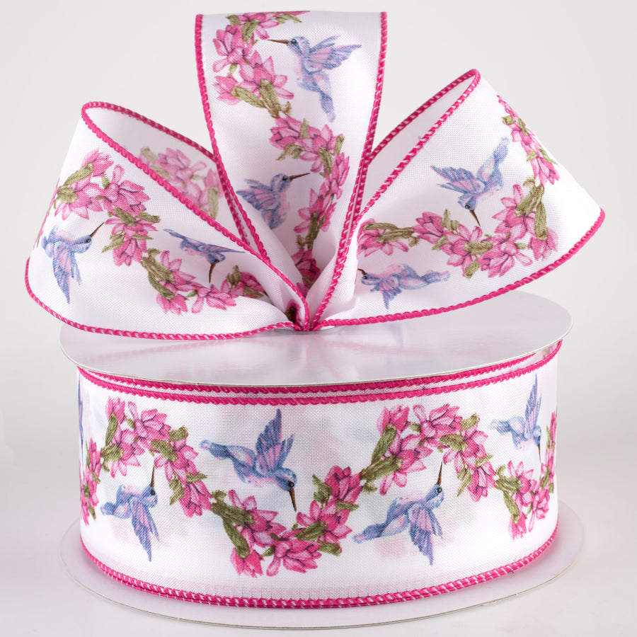 2.5" Linen Hummingbird Garland Ribbon (50 Yards) Lifestyle Photo