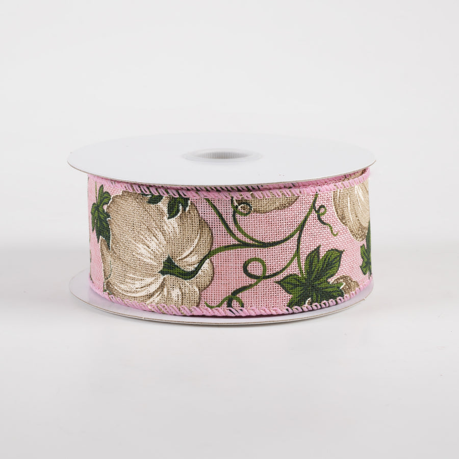 1.5" Linen Ivory Pumpkin Ribbon: Mauve Pink (10 Yards)