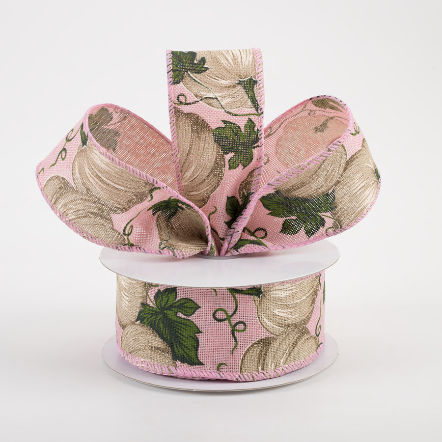 1.5" Linen Ivory Pumpkin Ribbon: Mauve Pink (10 Yards) Lifestyle Photo