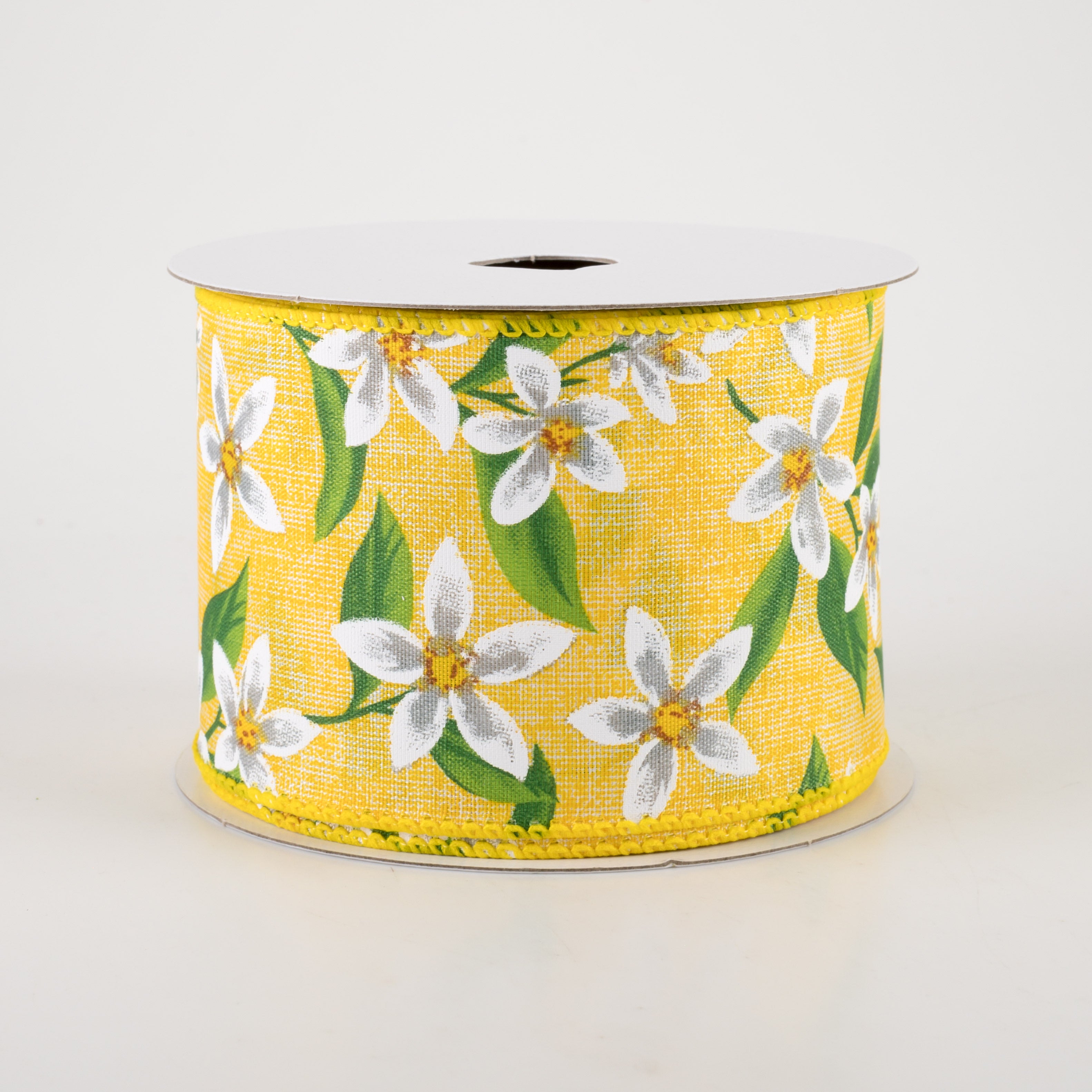 2.5" Linen Lemon Flower Ribbon: Yellow (10 Yards)