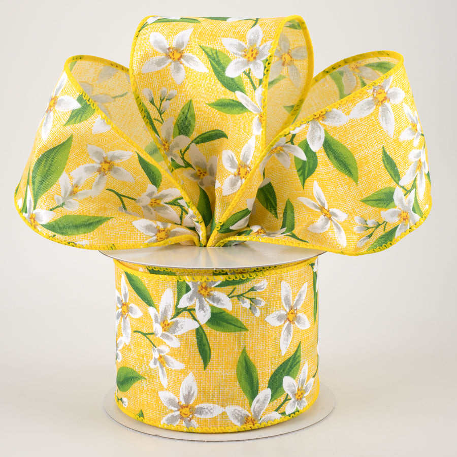 2.5" Linen Lemon Flower Ribbon: Yellow (10 Yards) Lifestyle Photo