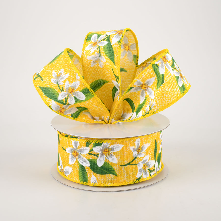 1.5" Linen Lemon Flower Ribbon: Yellow (10 Yards) Lifestyle Photo
