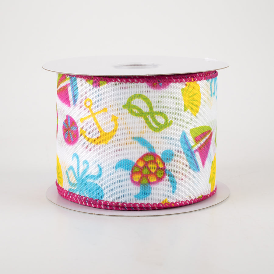 2.5" Linen Nautical Ribbon: Bright (10 Yards)