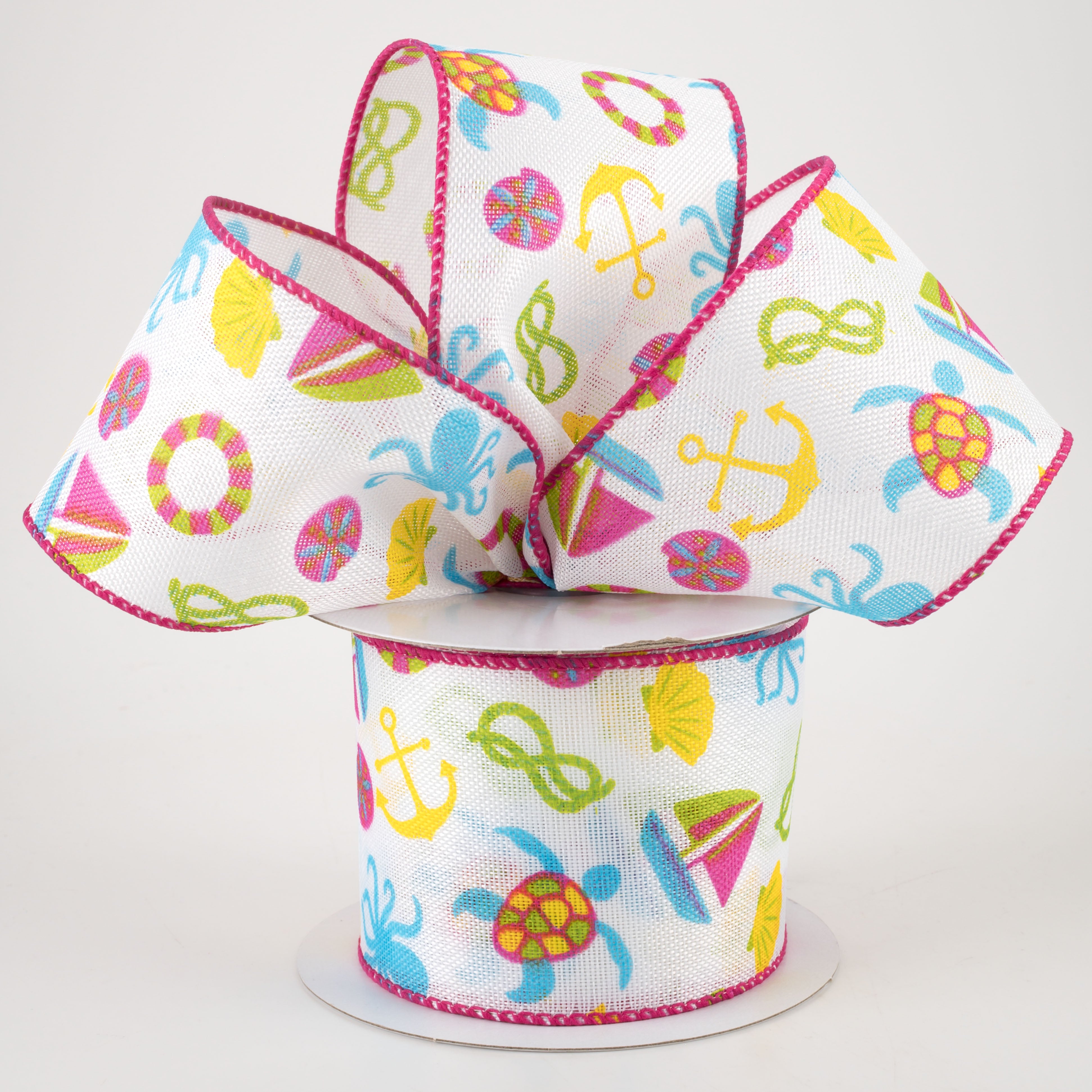 2.5" Linen Nautical Ribbon: Bright (10 Yards) Lifestyle Photo