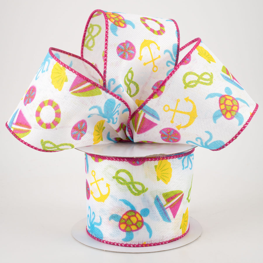 2.5" Linen Nautical Ribbon: Bright (10 Yards) Lifestyle Photo