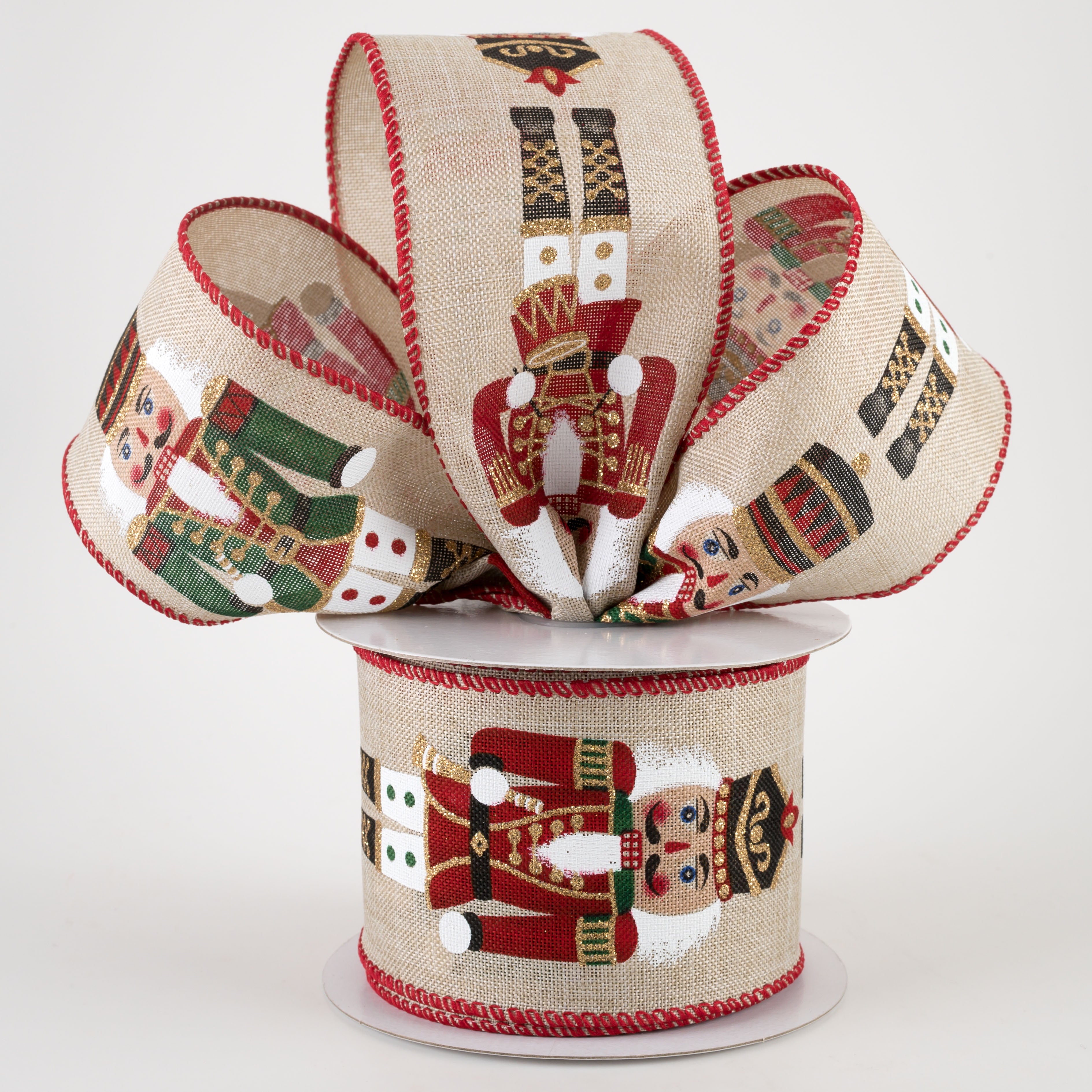 2.5" Linen Nutcracker Ribbon: Natural (10 Yards) Lifestyle Photo