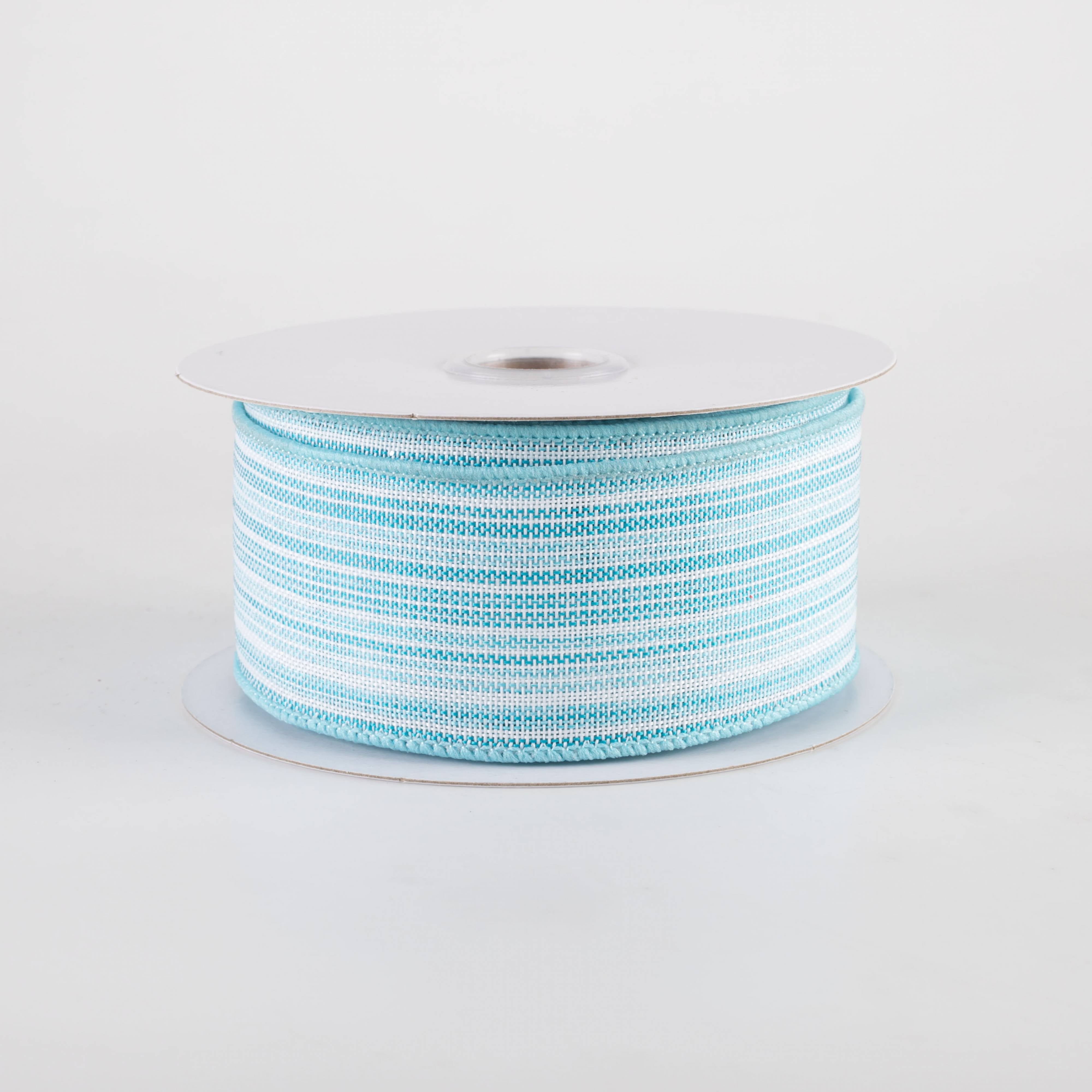 1.5" Linen Ombre Tweed Stripes Ribbon: Turquoise & White (10 Yards) Item Number: 78467-09-39