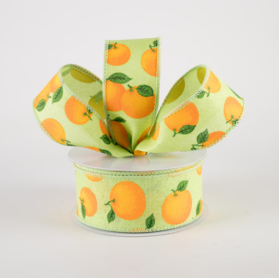 1.5" Linen Oranges Ribbon: Lime Green (10 Yards) Lifestyle Photo