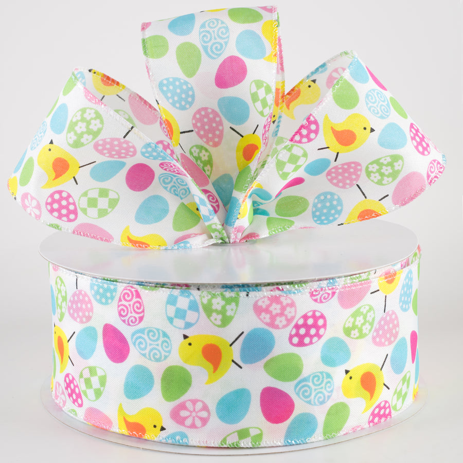 2.5" Linen Patterned Eggs & Chicks Ribbon (50 Yards) Lifestyle Photo