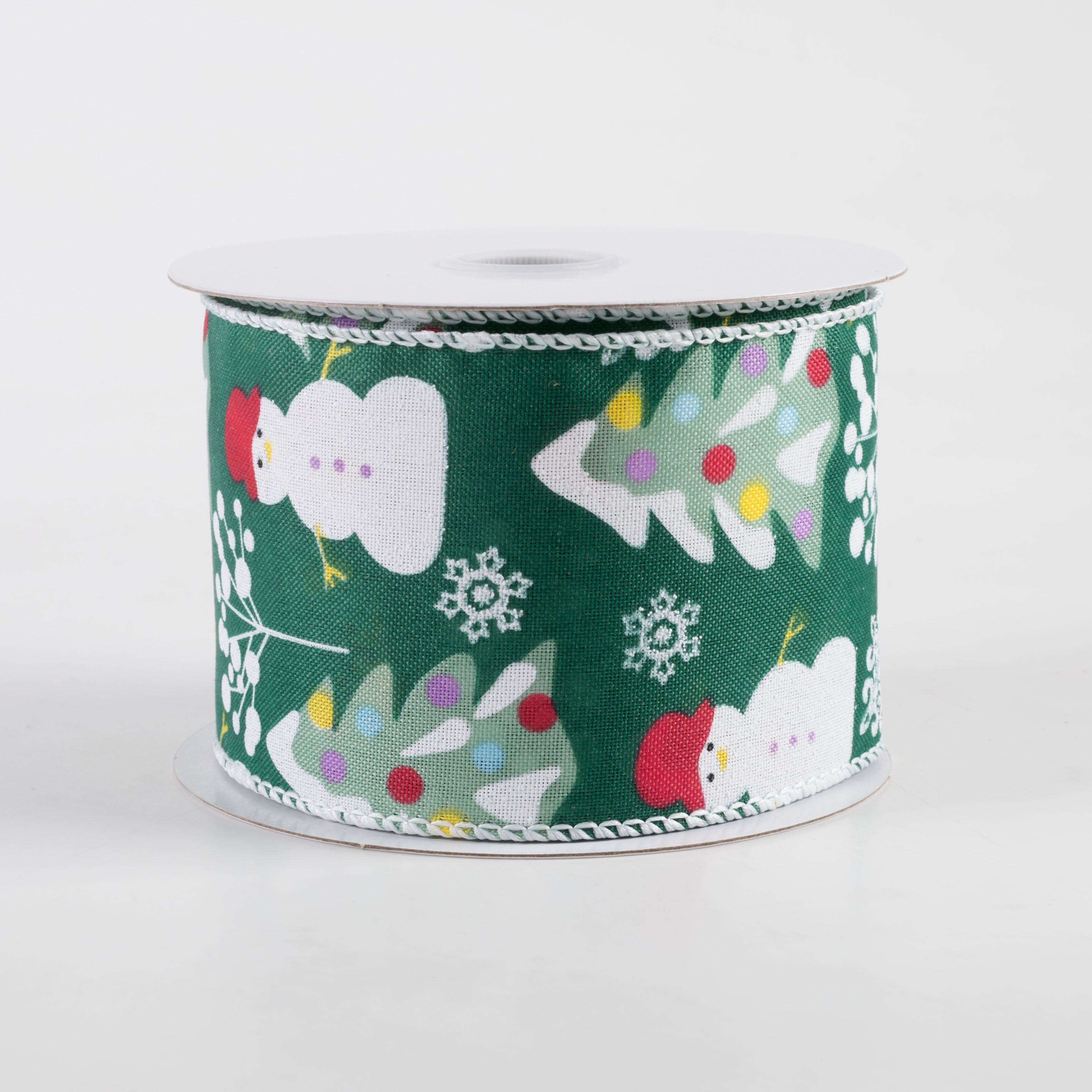 2.5" Linen Snowman, Christmas Wreath, Tree Ribbon: Green (10 Yards) Item Number: 71377-40-07