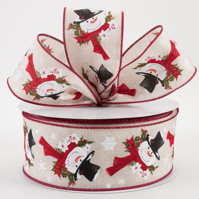 2.5" Linen Snowman Scarf Ribbon: Natural (50 Yards) Lifestyle Photo