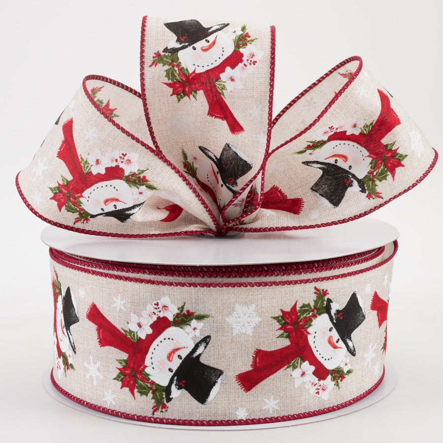 2.5" Linen Snowman Scarf Ribbon: Natural (50 Yards) Lifestyle Photo
