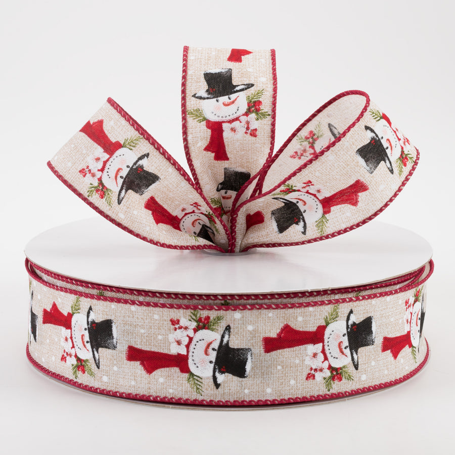 1.5" Linen Snowman Scarf Ribbon: Natural (50 Yards) Lifestyle Photo