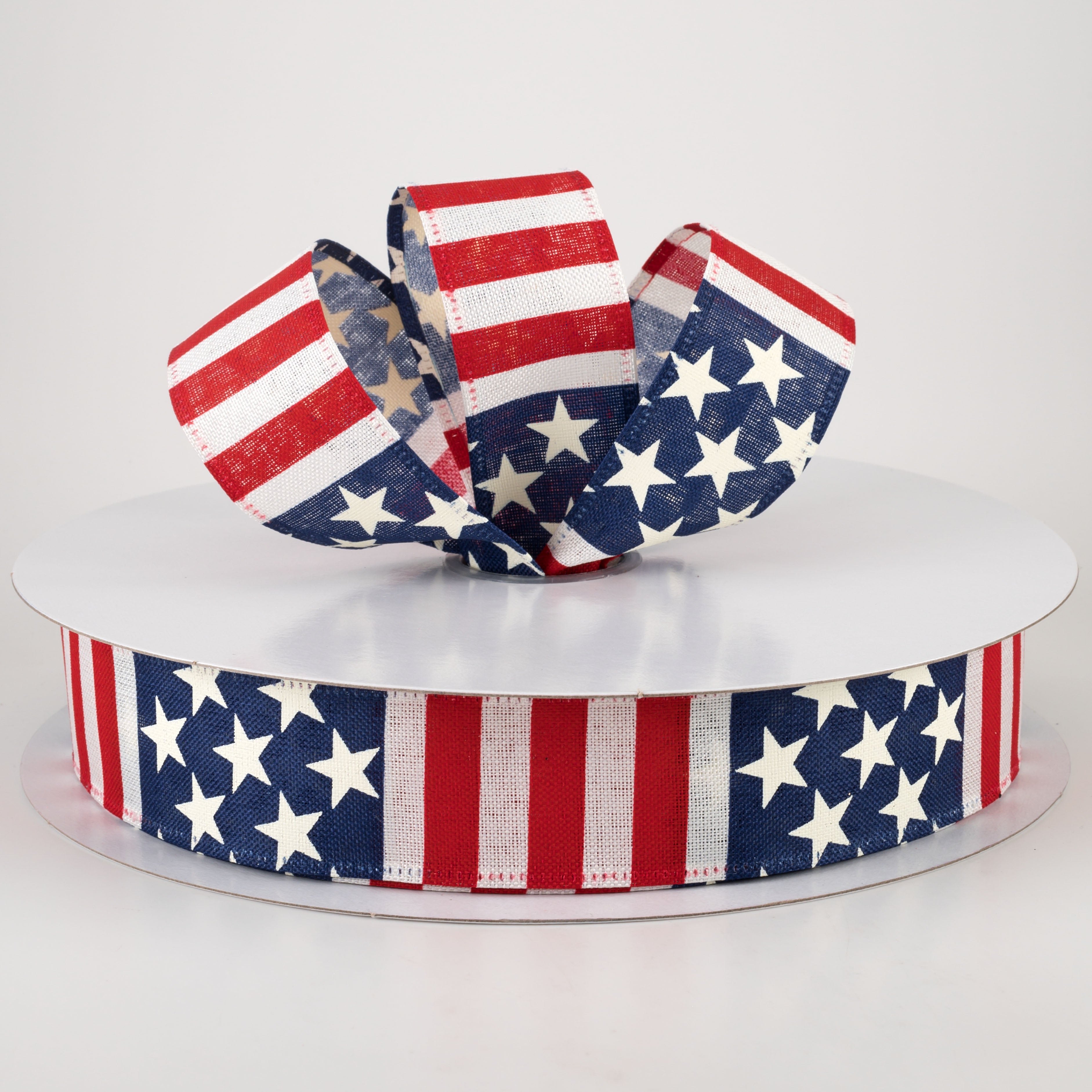 1.5" Linen Stars and Stripes USA Flag Ribbon (50 Yards) Lifestyle Photo