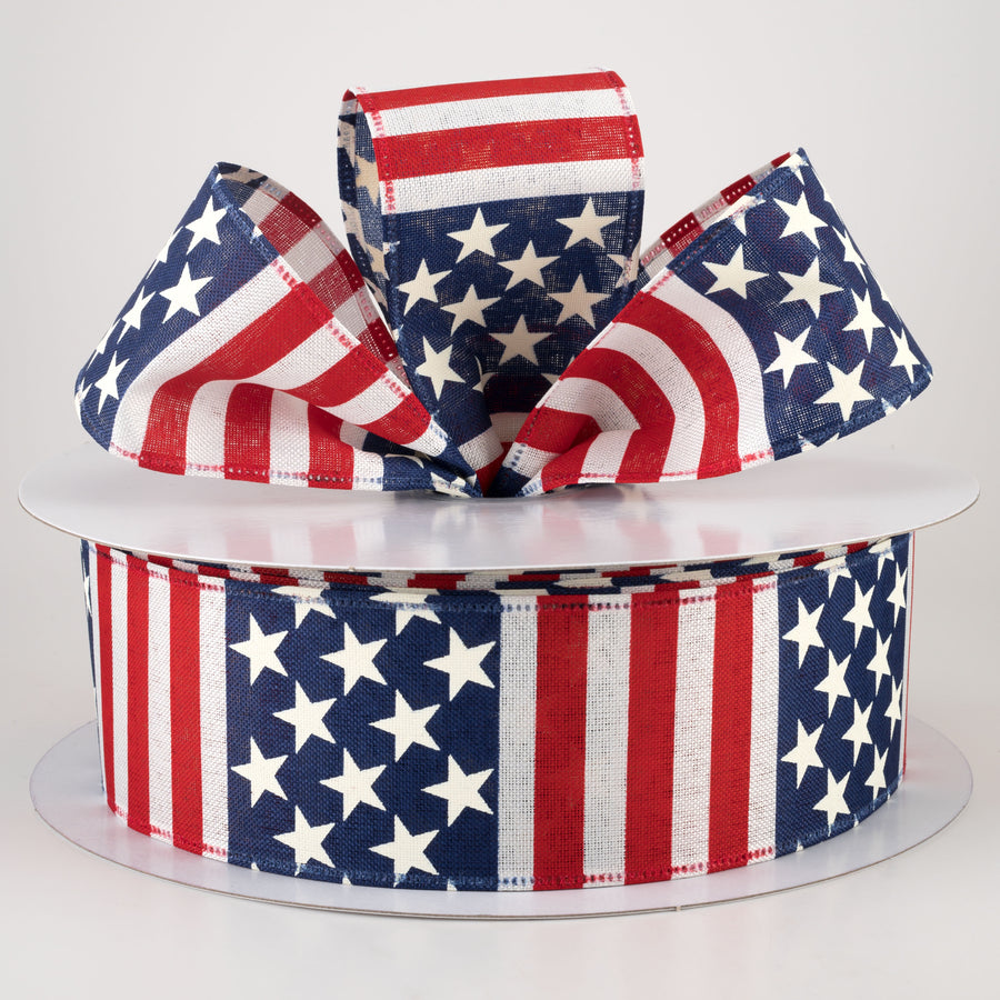 2.5" Linen Stars and Stripes USA Flag Ribbon (50 Yards) Lifestyle Photo