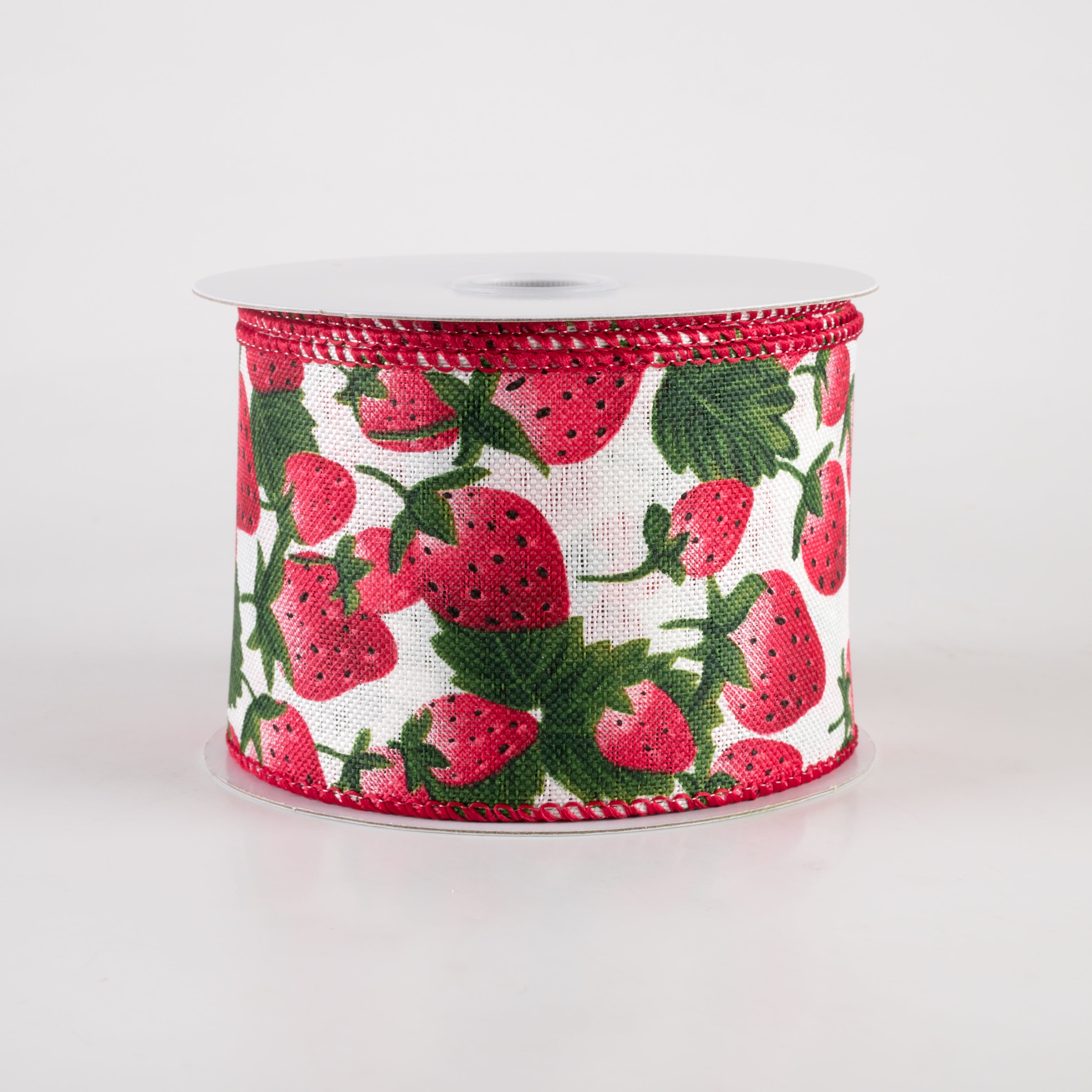 2.5" Linen Strawberries Ribbon: Ivory (10 Yards) Item Number: 42450-40-18