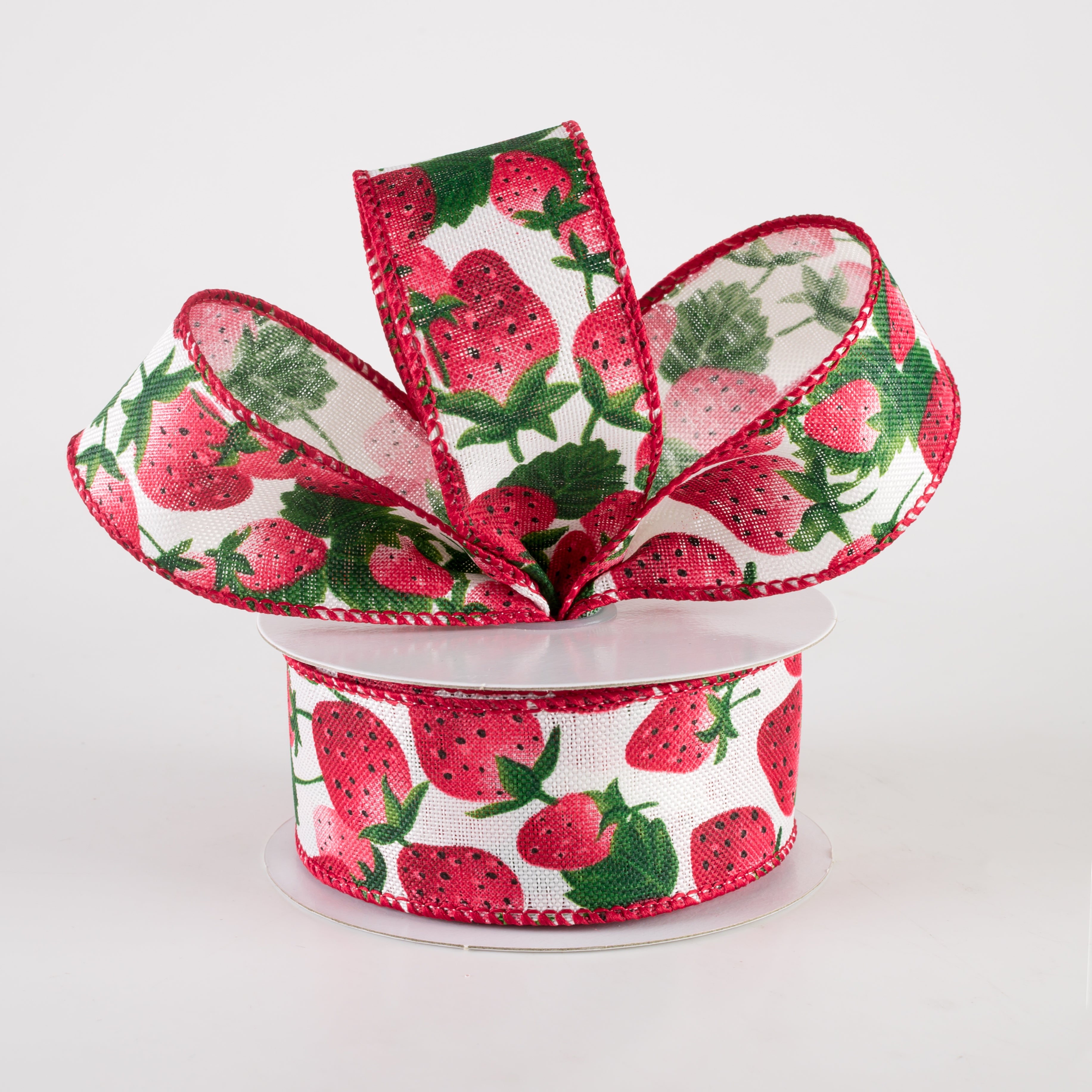 1.5" Linen Strawberries Ribbon: Ivory (10 Yards) Lifestyle Photo