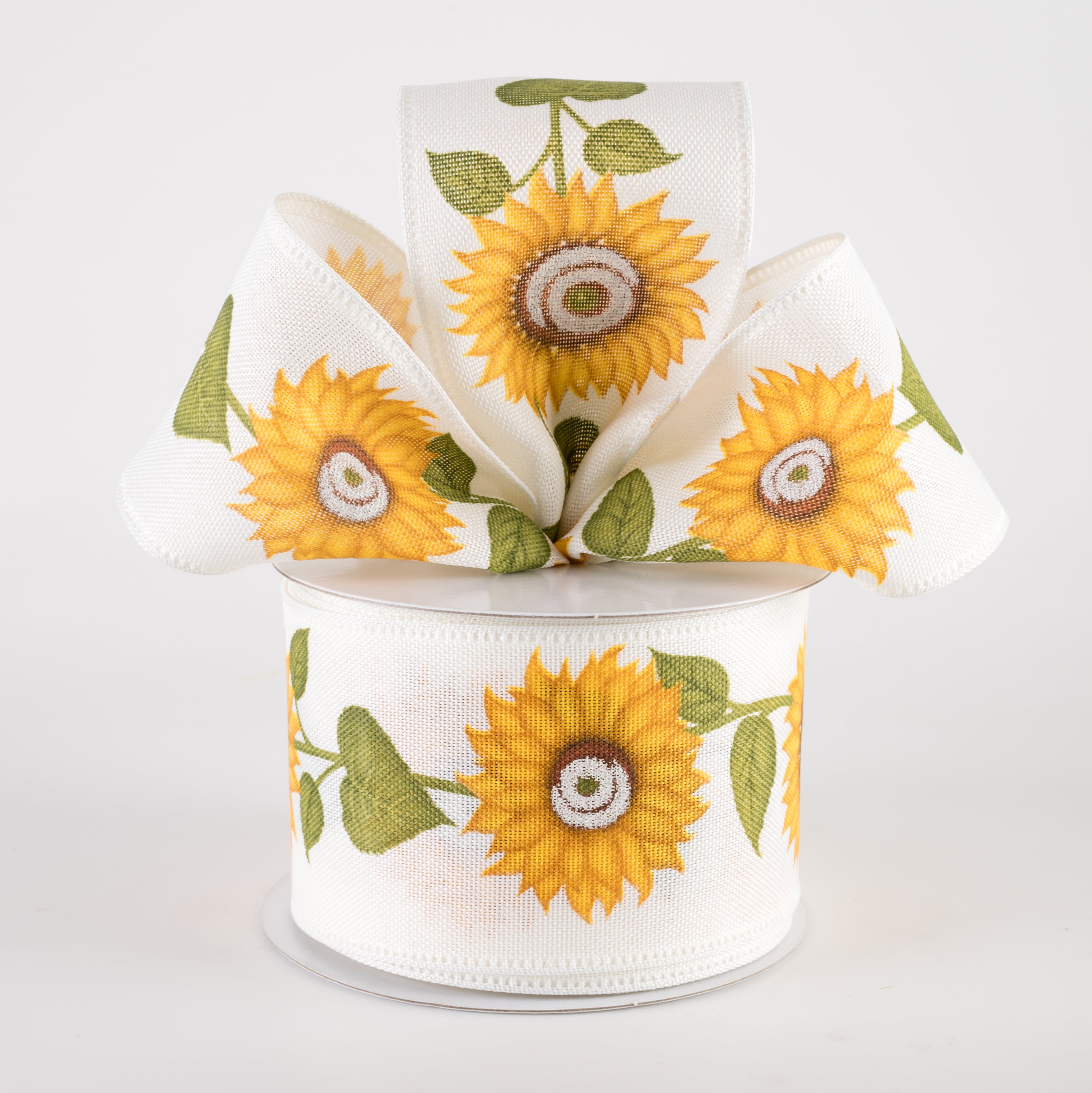 2.5" Linen Sunflower Cascade Ribbon: Ivory (10 Yards) Lifestyle Photo