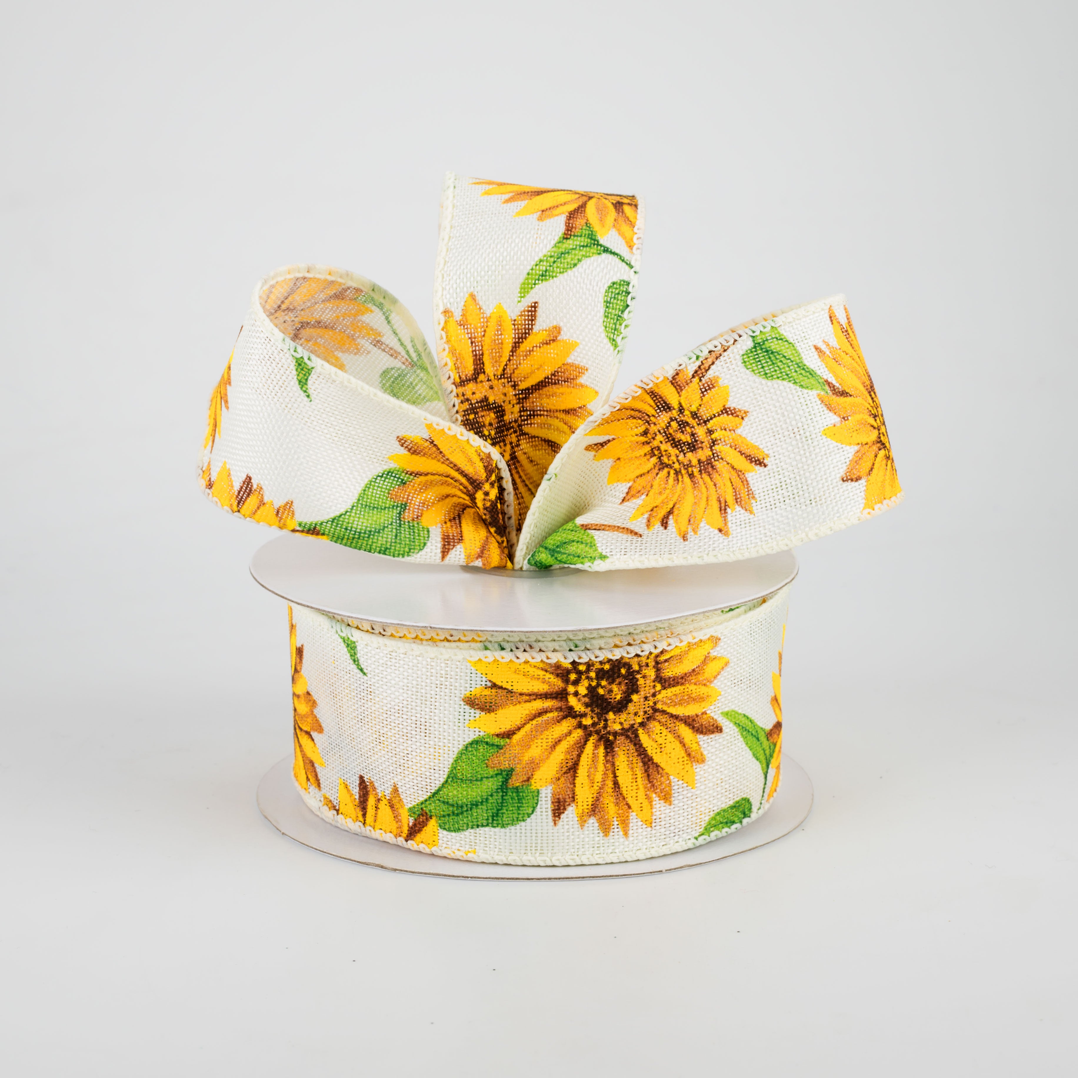 1.5" Linen Sunflower Ribbon: Ivory (10 Yards) Lifestyle Photo