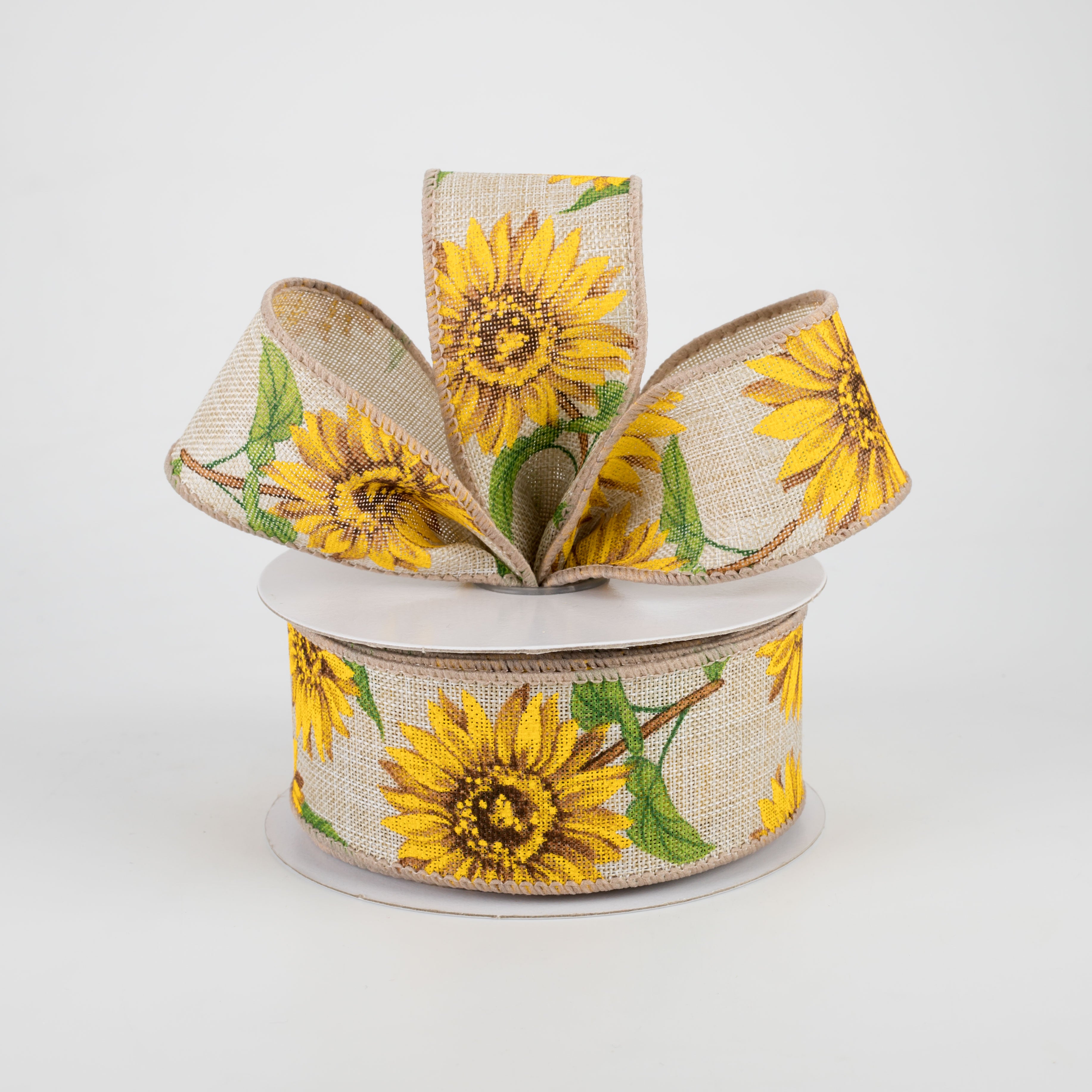 1.5" Linen Sunflower Ribbon: Light Natural (10 Yards) Lifestyle Photo